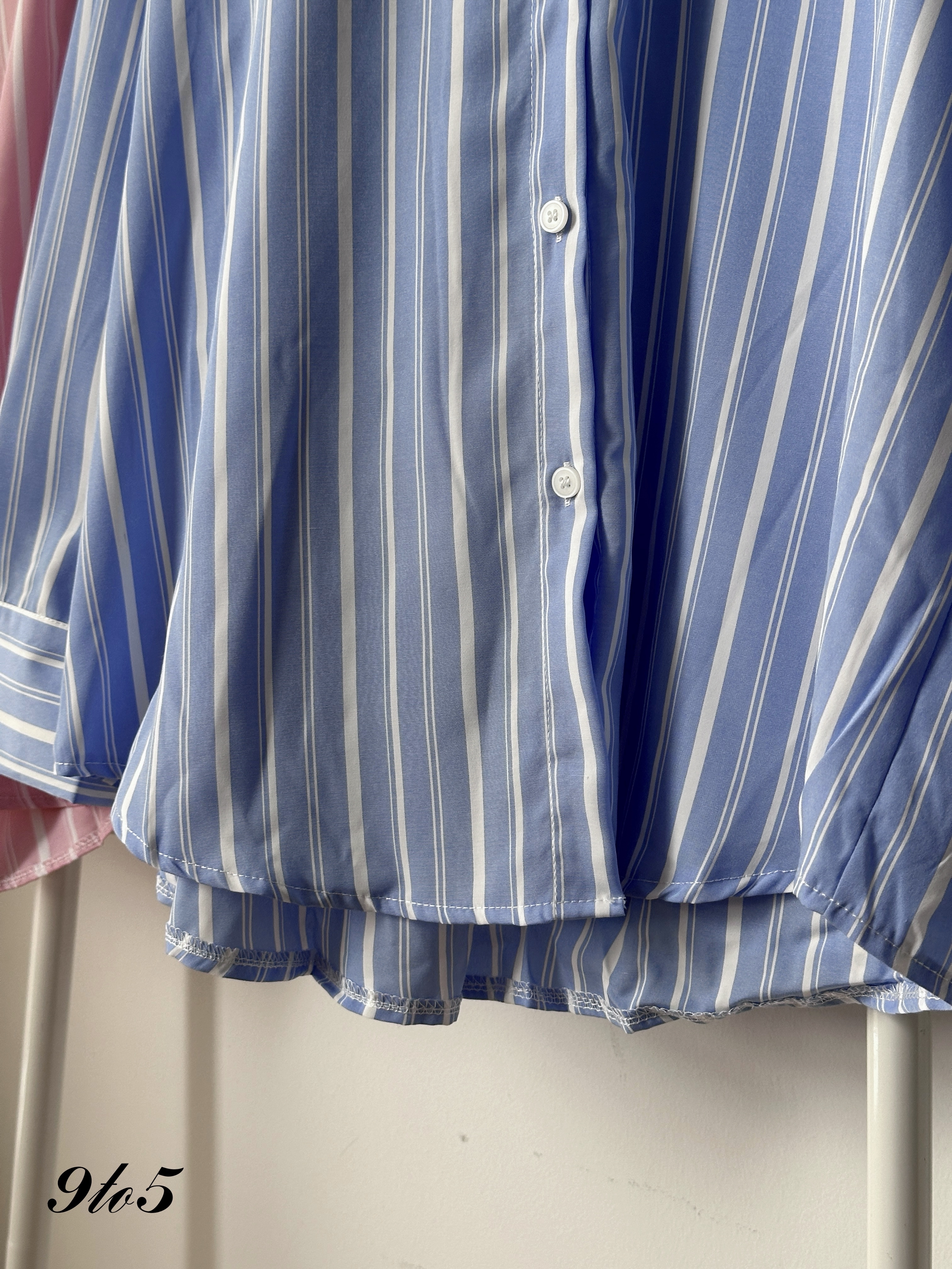 T4108 Oversize Stripe Shirt - Blue & Pink