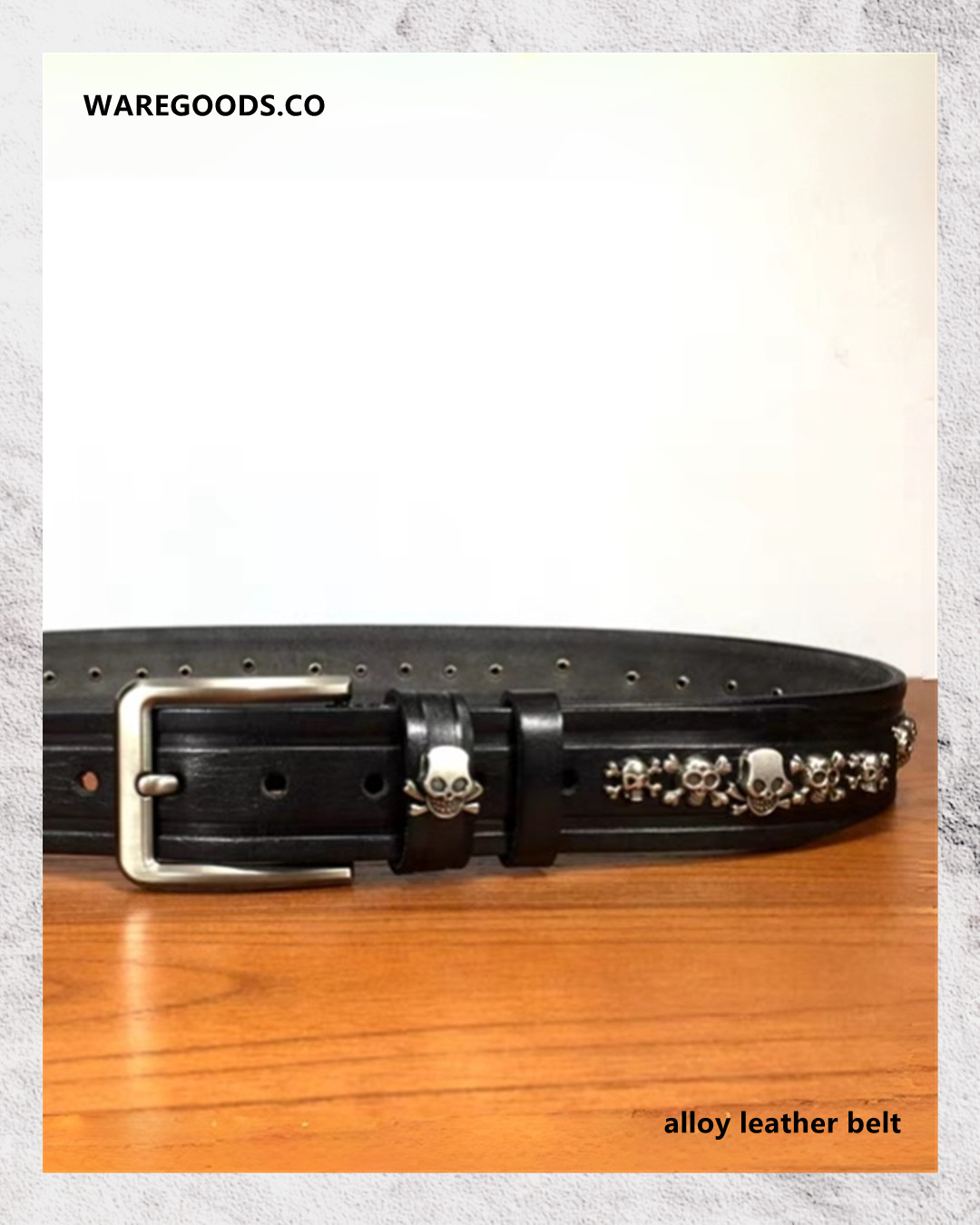 W3868手工鉚釘頭層牛皮皮帶