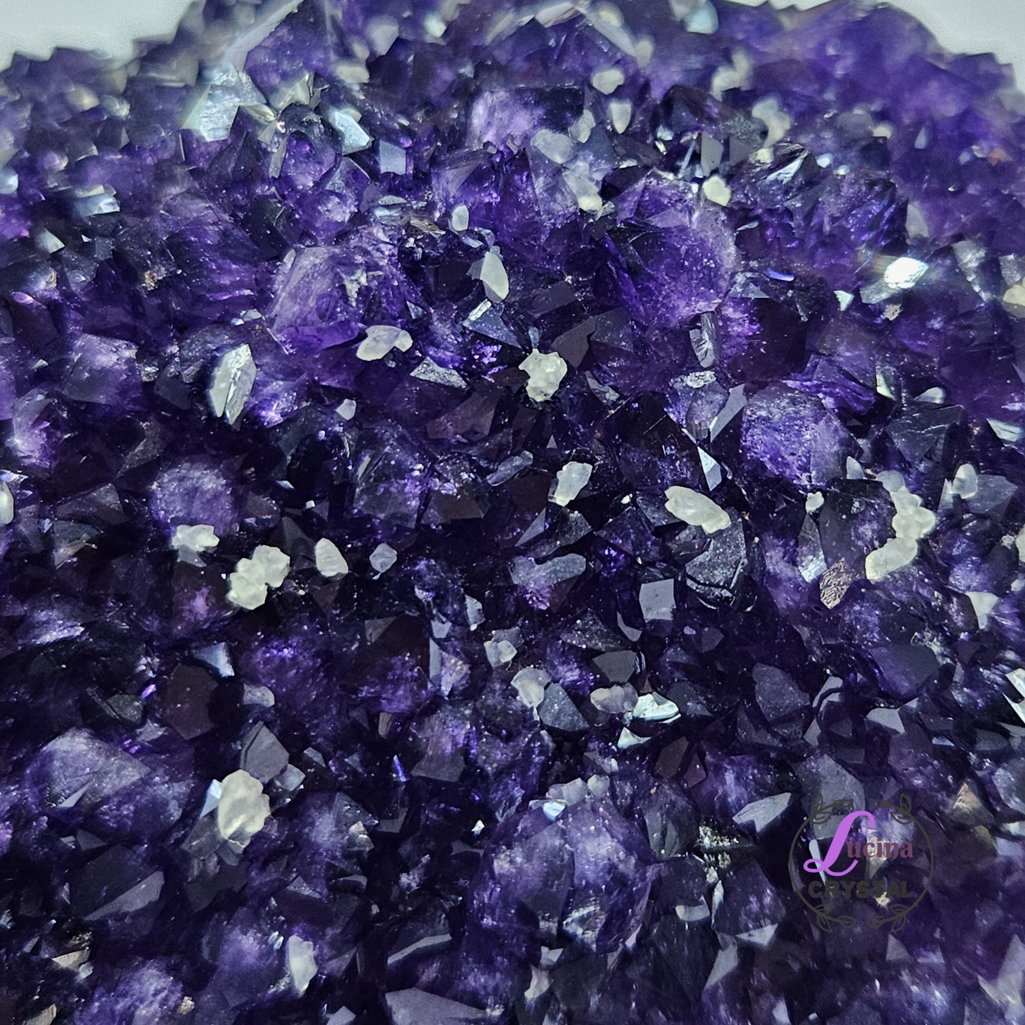 (Co#8551) 深紫細牙紫水晶簇伴生方解石