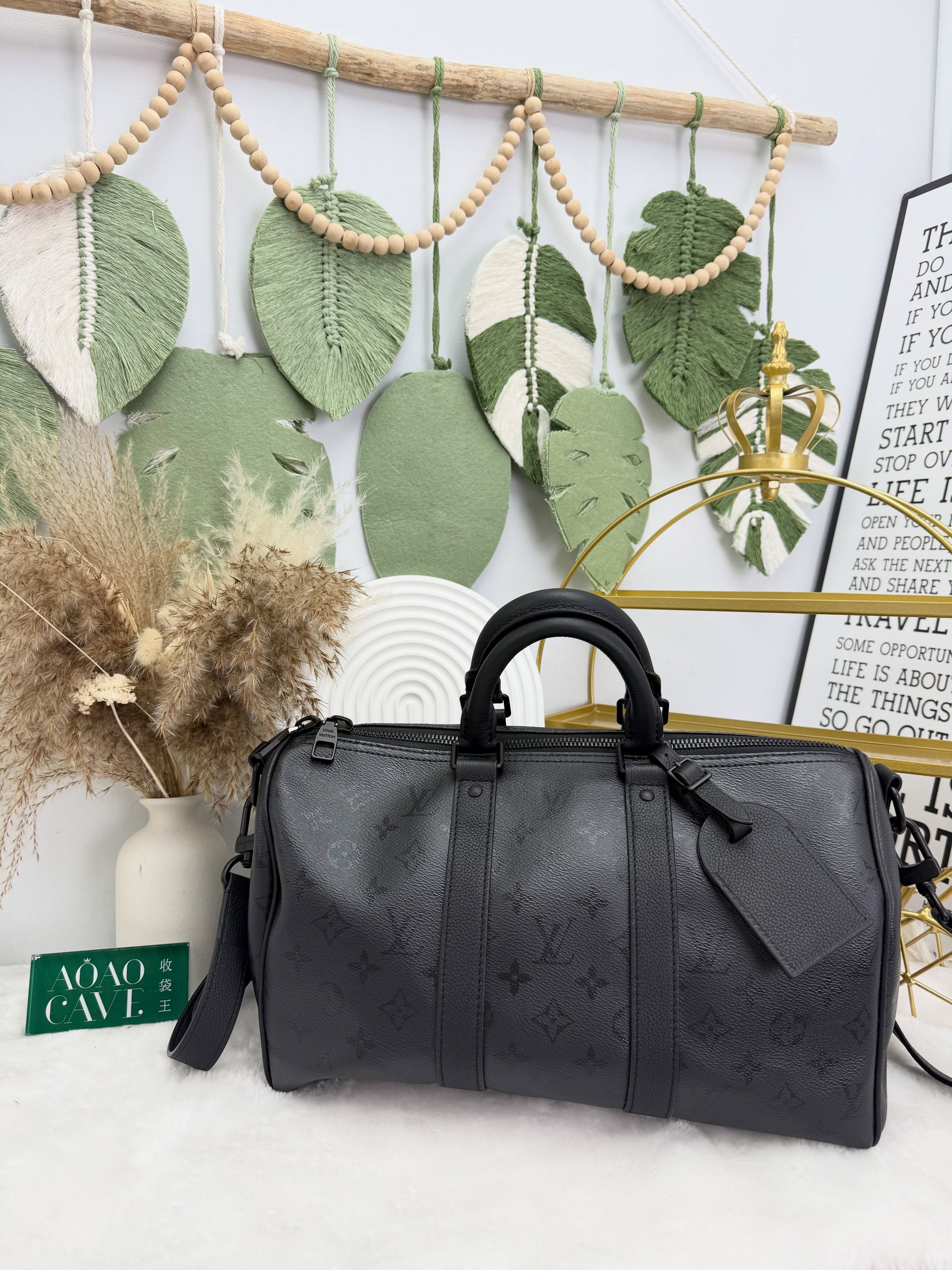 Lv👜 PRE OWNED 🛍️Keepall 35 新款黑老花 2026新款 晶片款🖤 