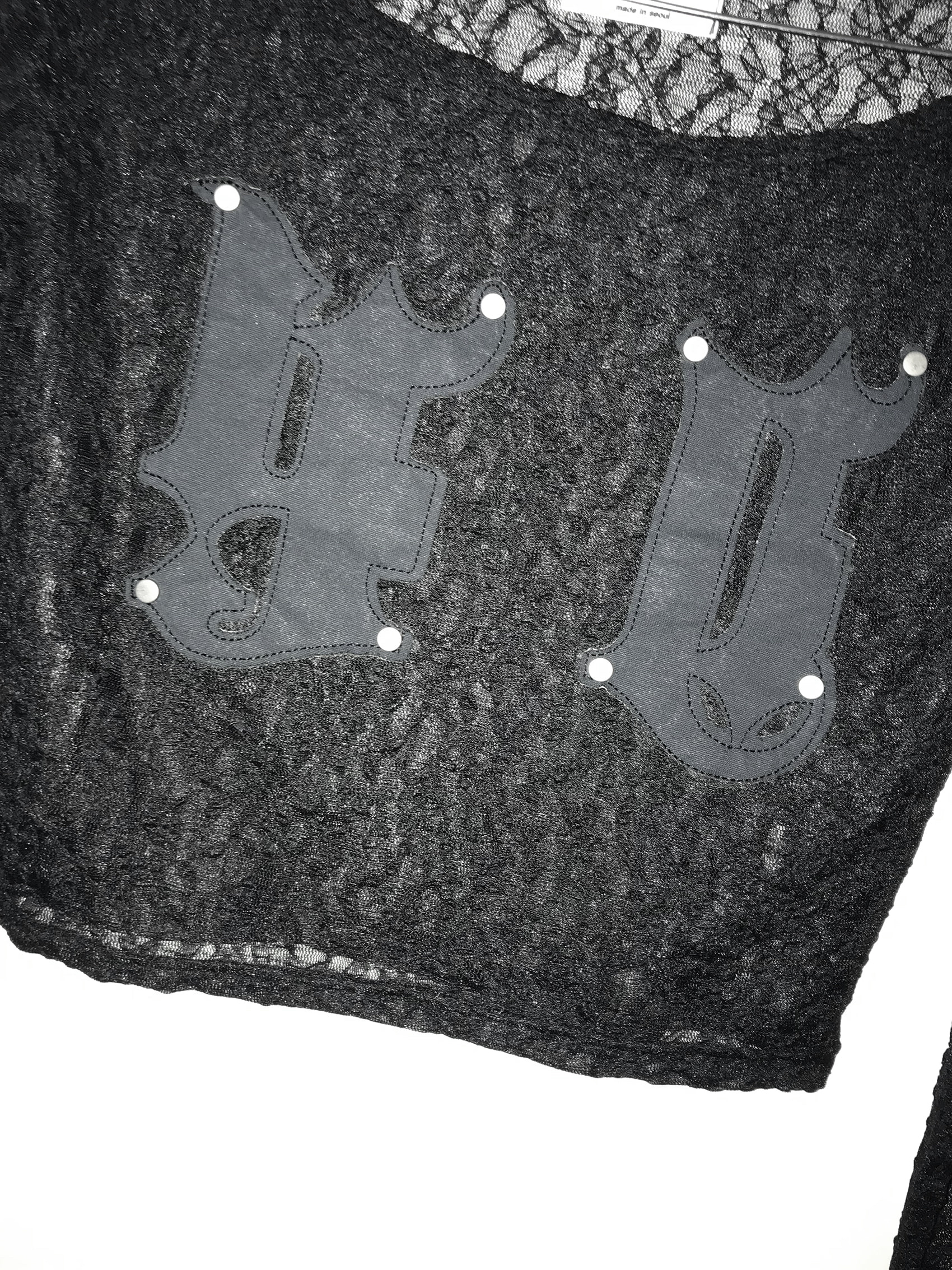 Sheer Lace Round Neck Crop Top