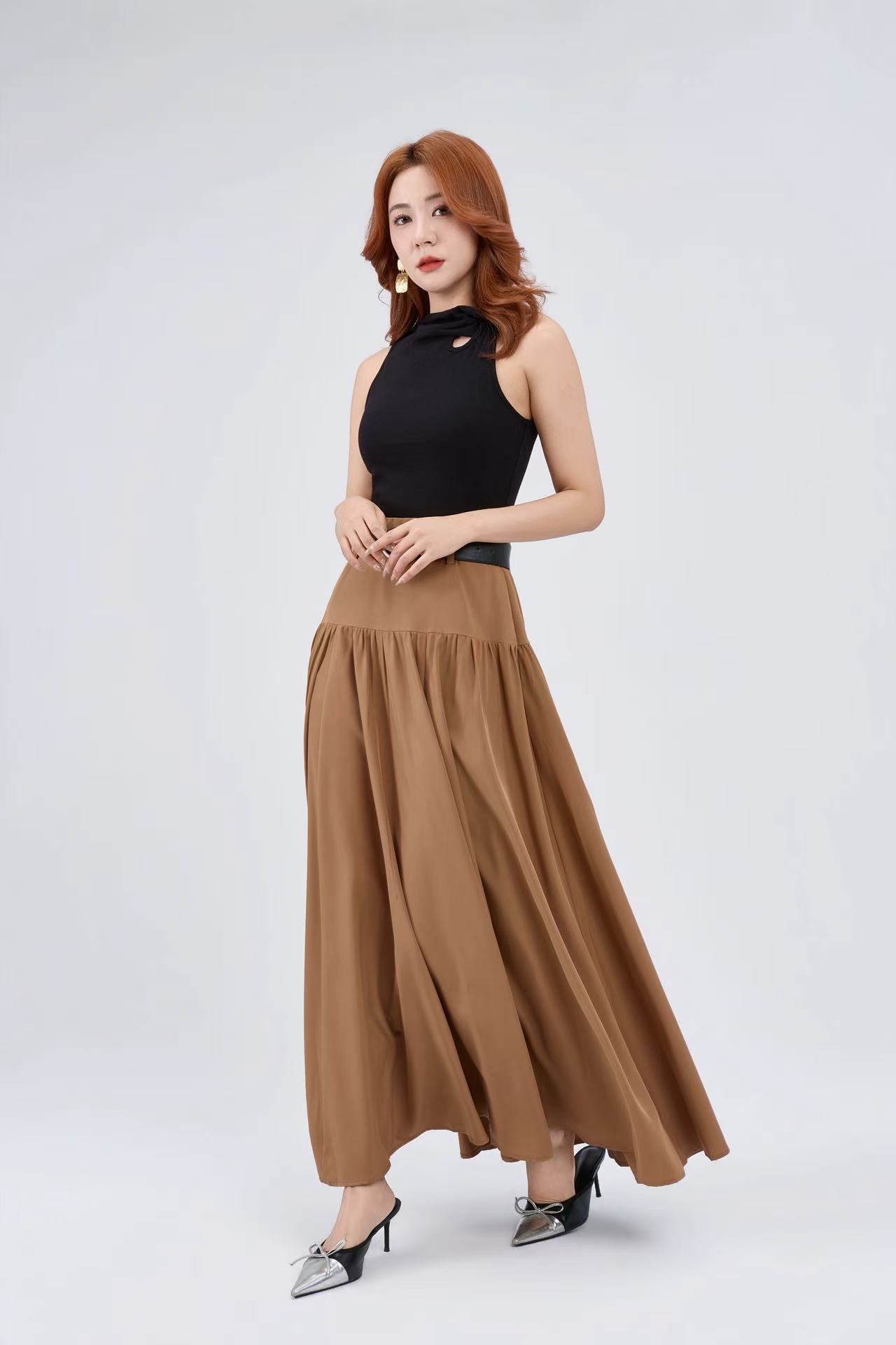 12241321 Soft Flow High-Waist Maxi Skirt