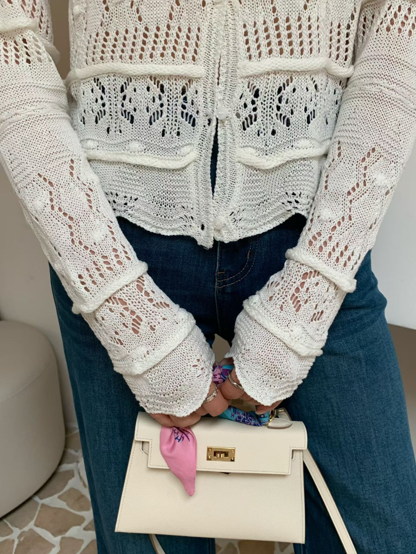法式貝殼縷空Cardigan