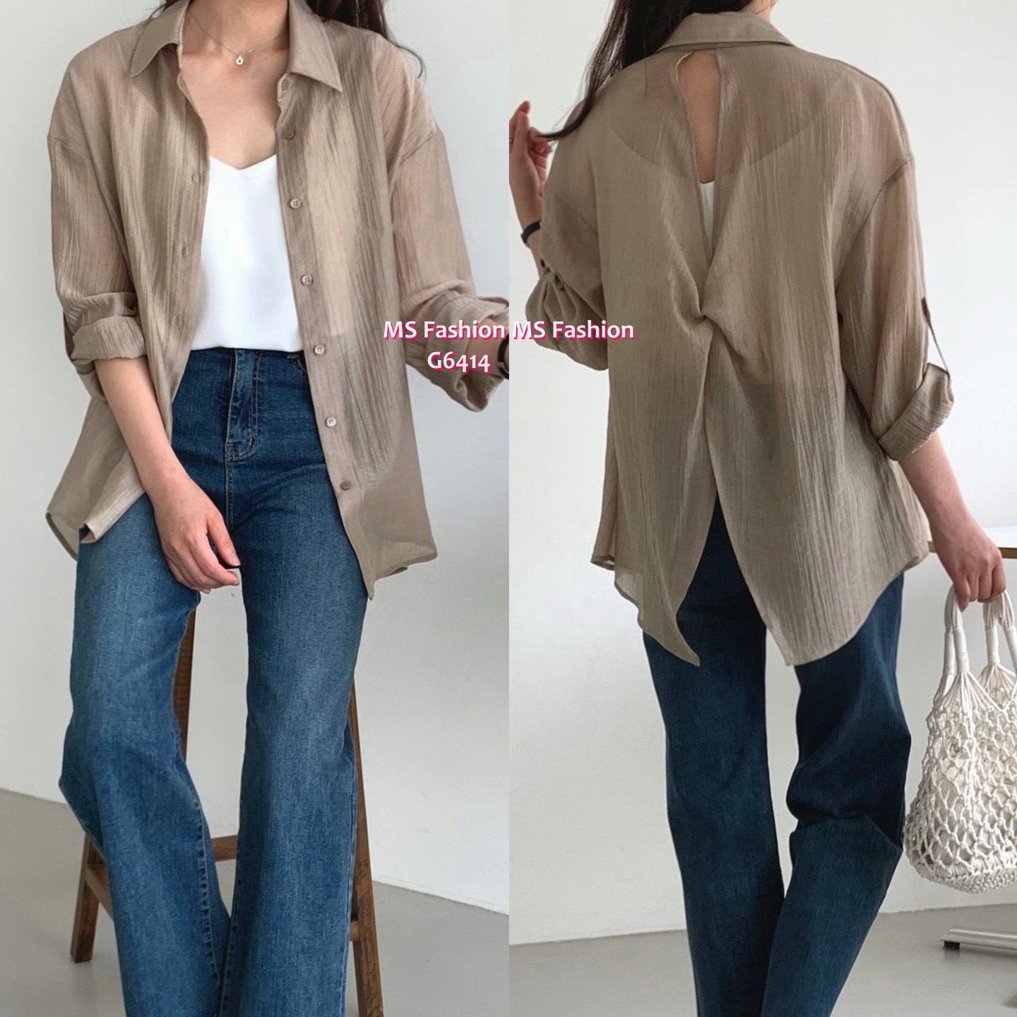 G6414 薄料淨色top