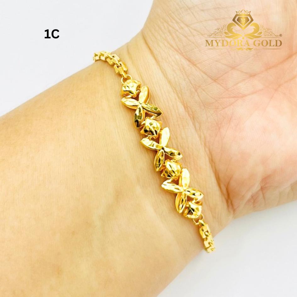 MYDORA Rantai Tangan Sauh Fesyen Bunga Marissa l EMAS 916/22K