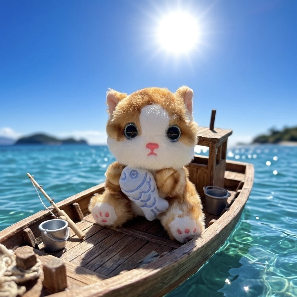 毛公仔匙扣 - 貓貓Coco與她的魚魚