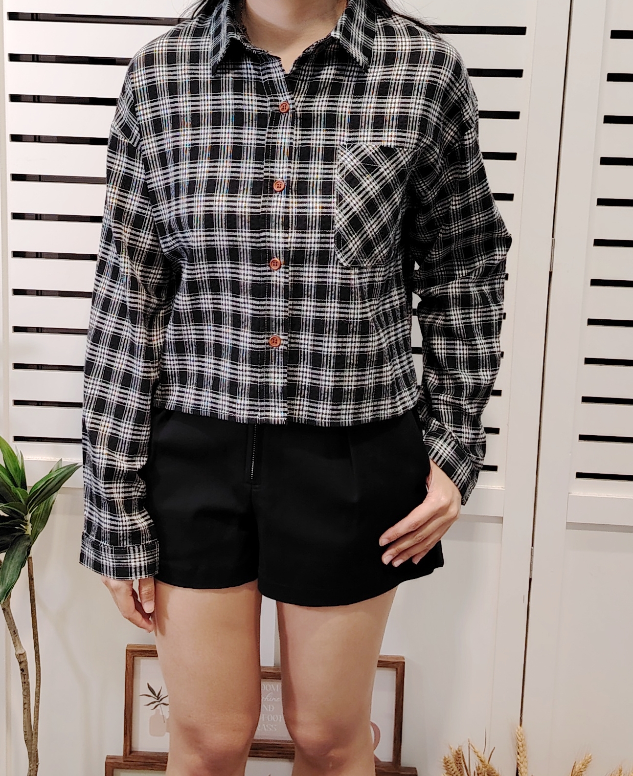 LY5028A Cotton Checked Collar Shirt