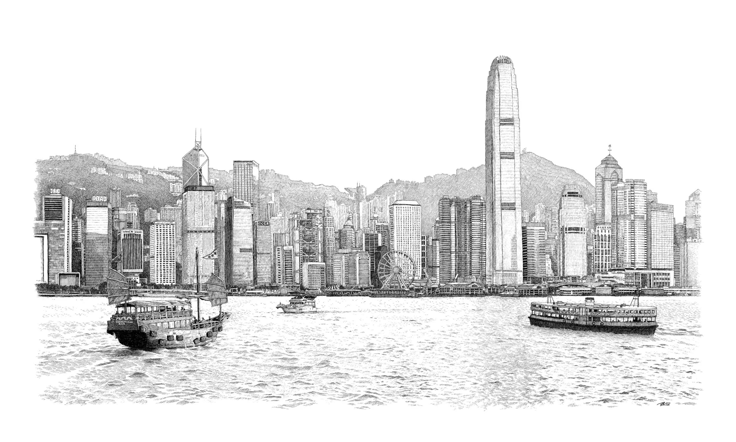 The Ink Trail - ART PRINT Victoria Harbour