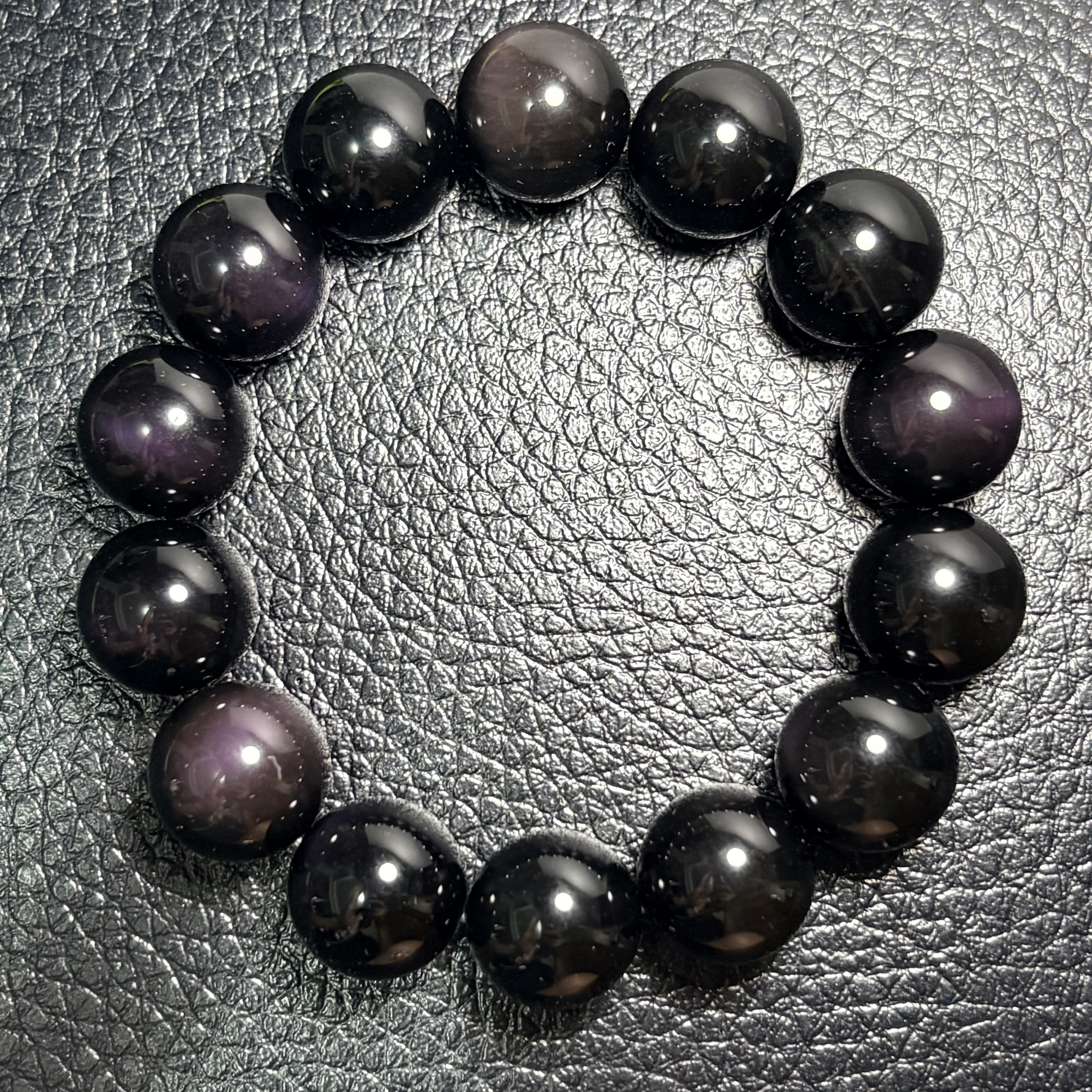 16mm雙彩彩曜石手串（紫紅）No.4487丨規格:16mm珠/ 18cm內圈