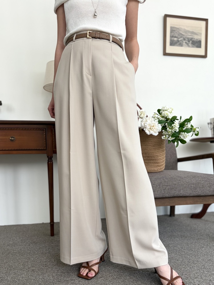 [輕薄!] Summer Timeless Rayon Pants (Light Beige)