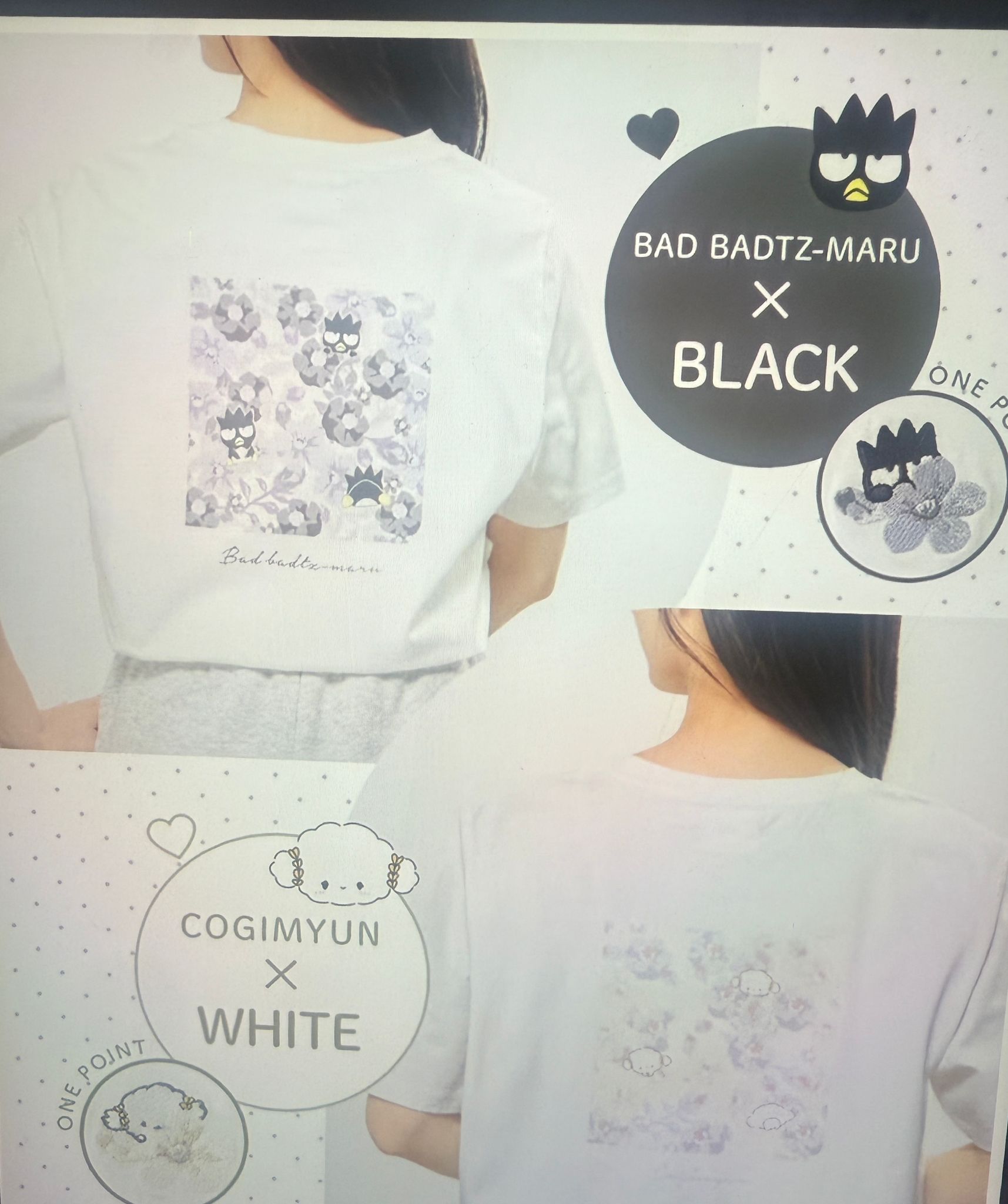 Honeys x sanrio 刺繡花前後logo tee Size xs/S /m /L /xl/2xl/3xl