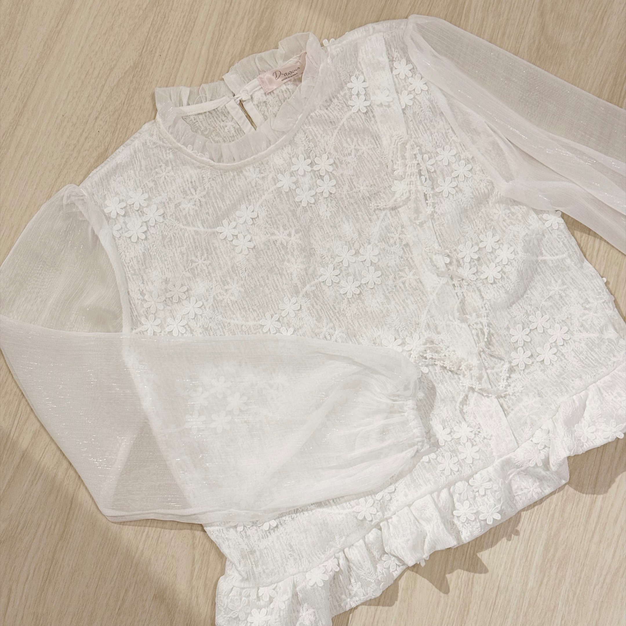 #HANNA-made# Autumn White Layered Blouse