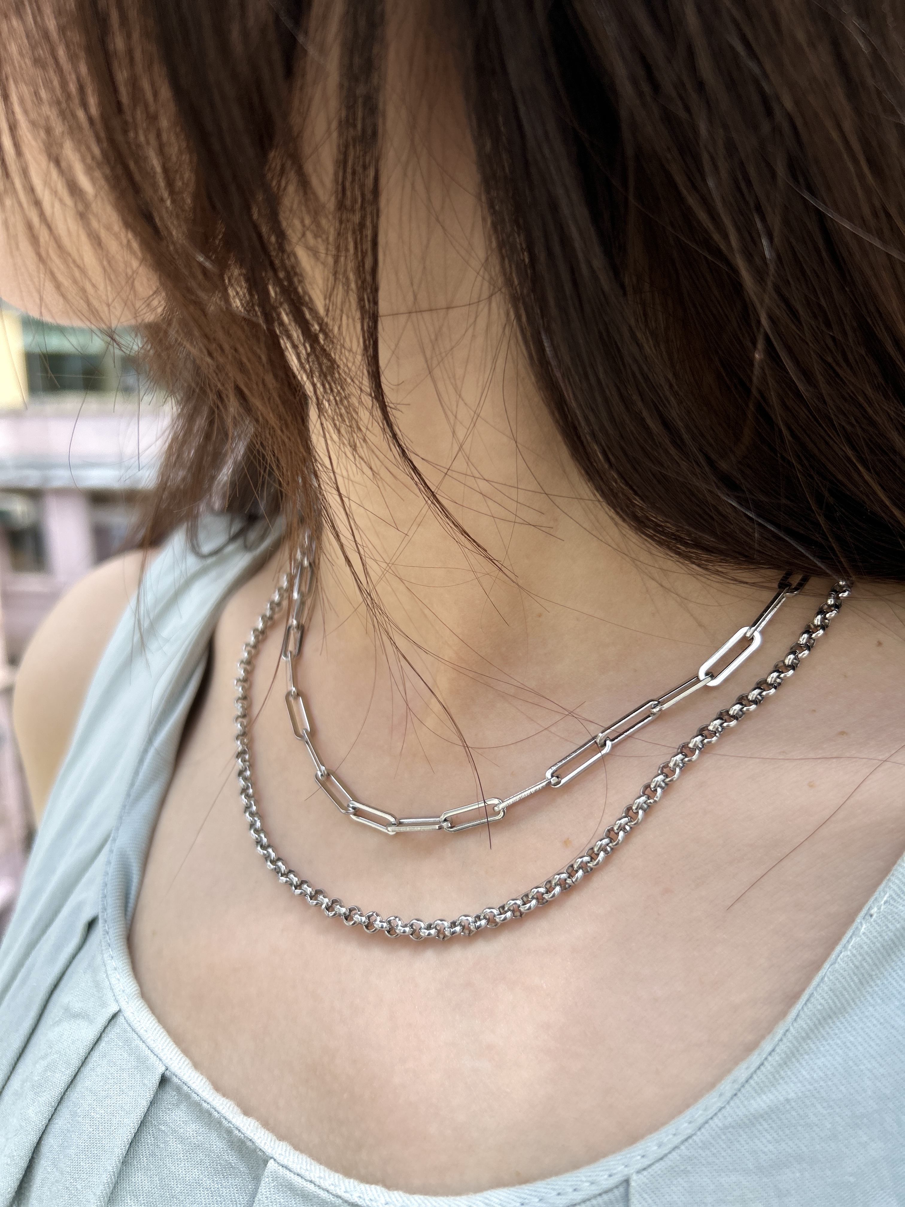 Silver simple chain stainless necklace