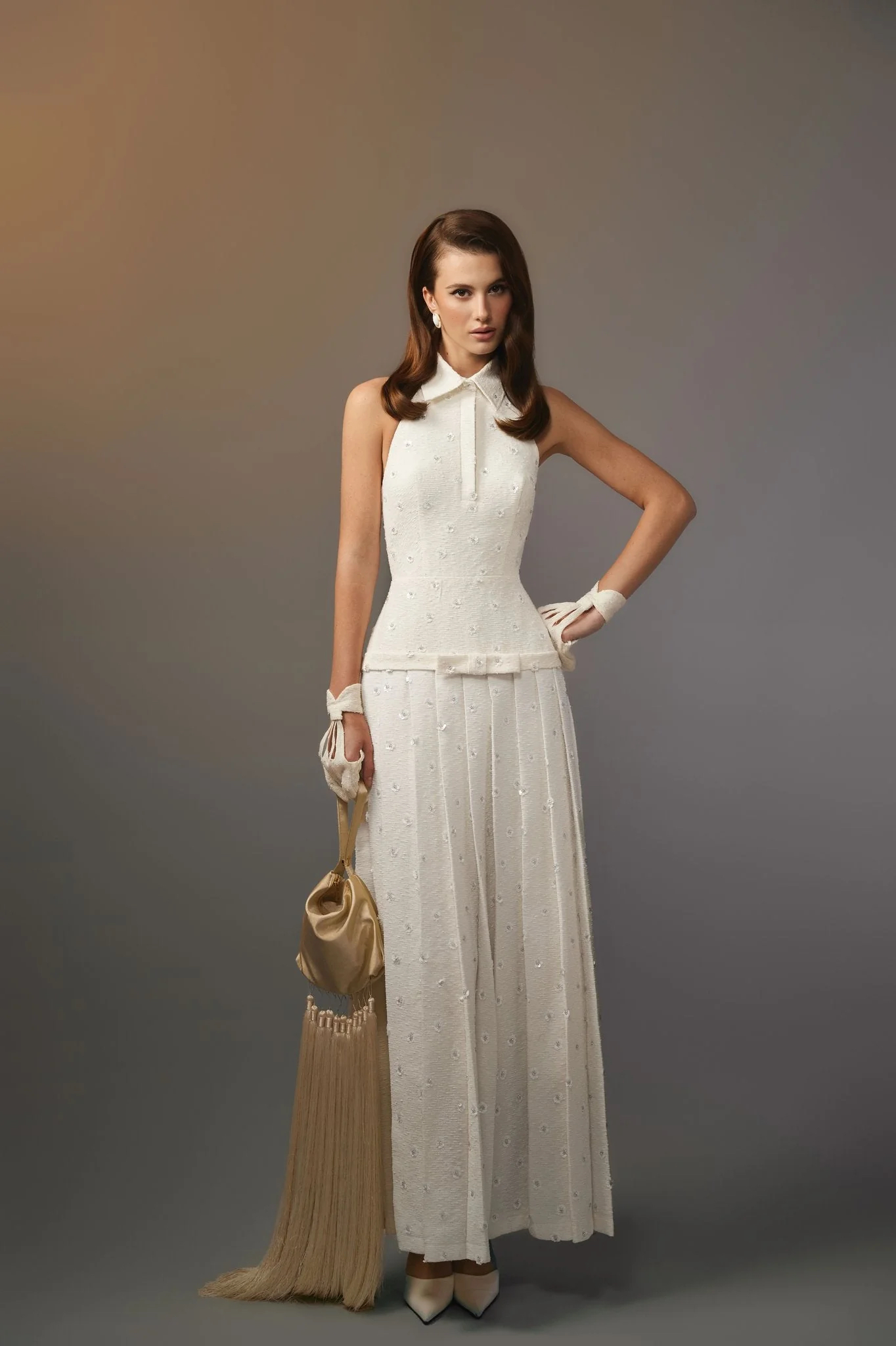 White Kodemari Bow Dress