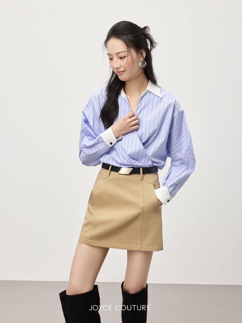 V领设计衬衫上衣 T0751