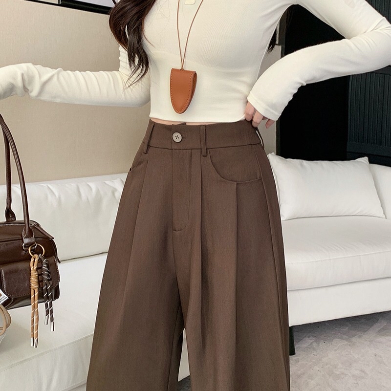 B74(22908) 韩系气质显瘦捏痕单钮3色西装阔腿长裤