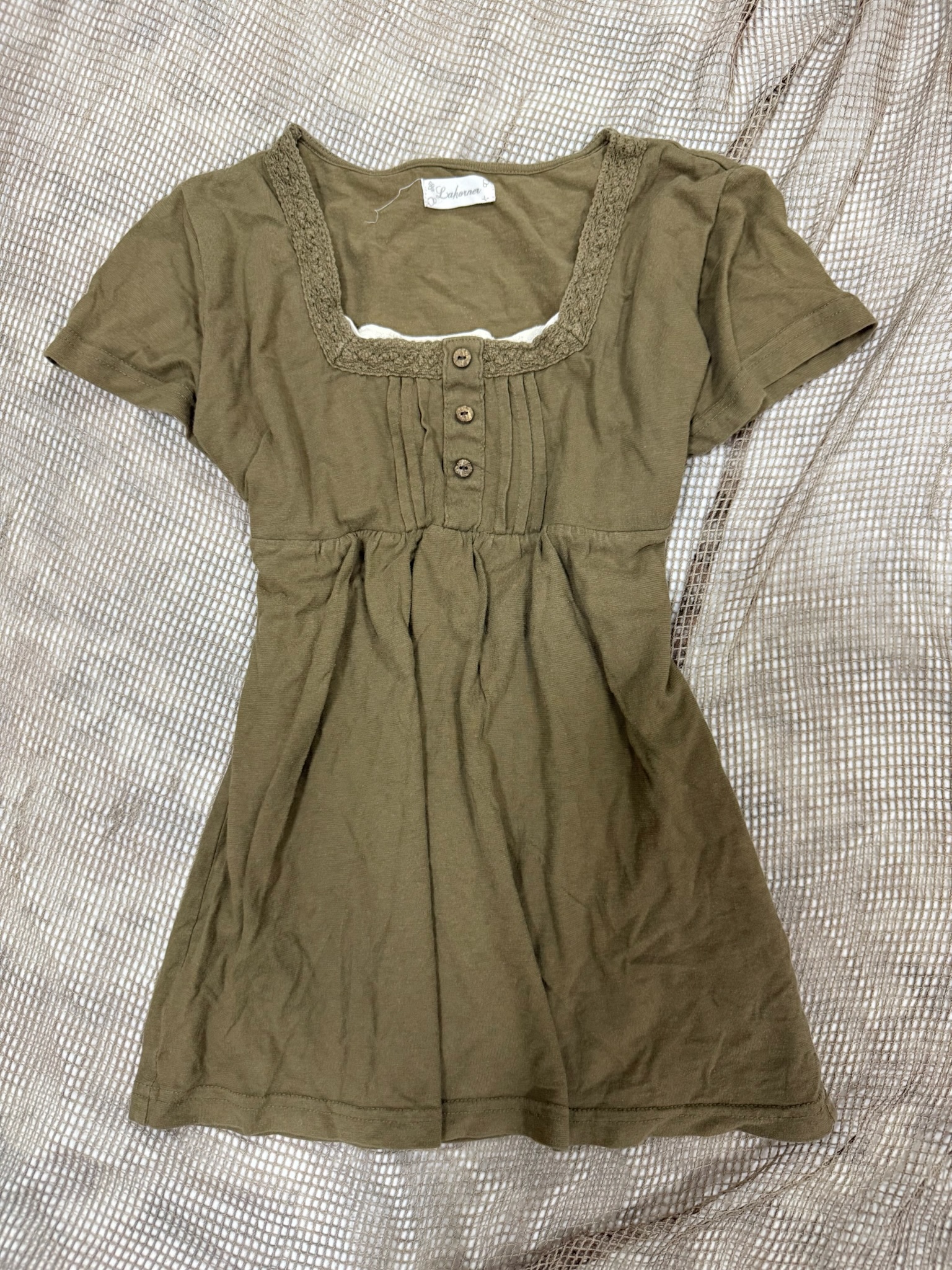 Mori Fairy Grunge Lace-Trim Flutter Sleeve Tunic