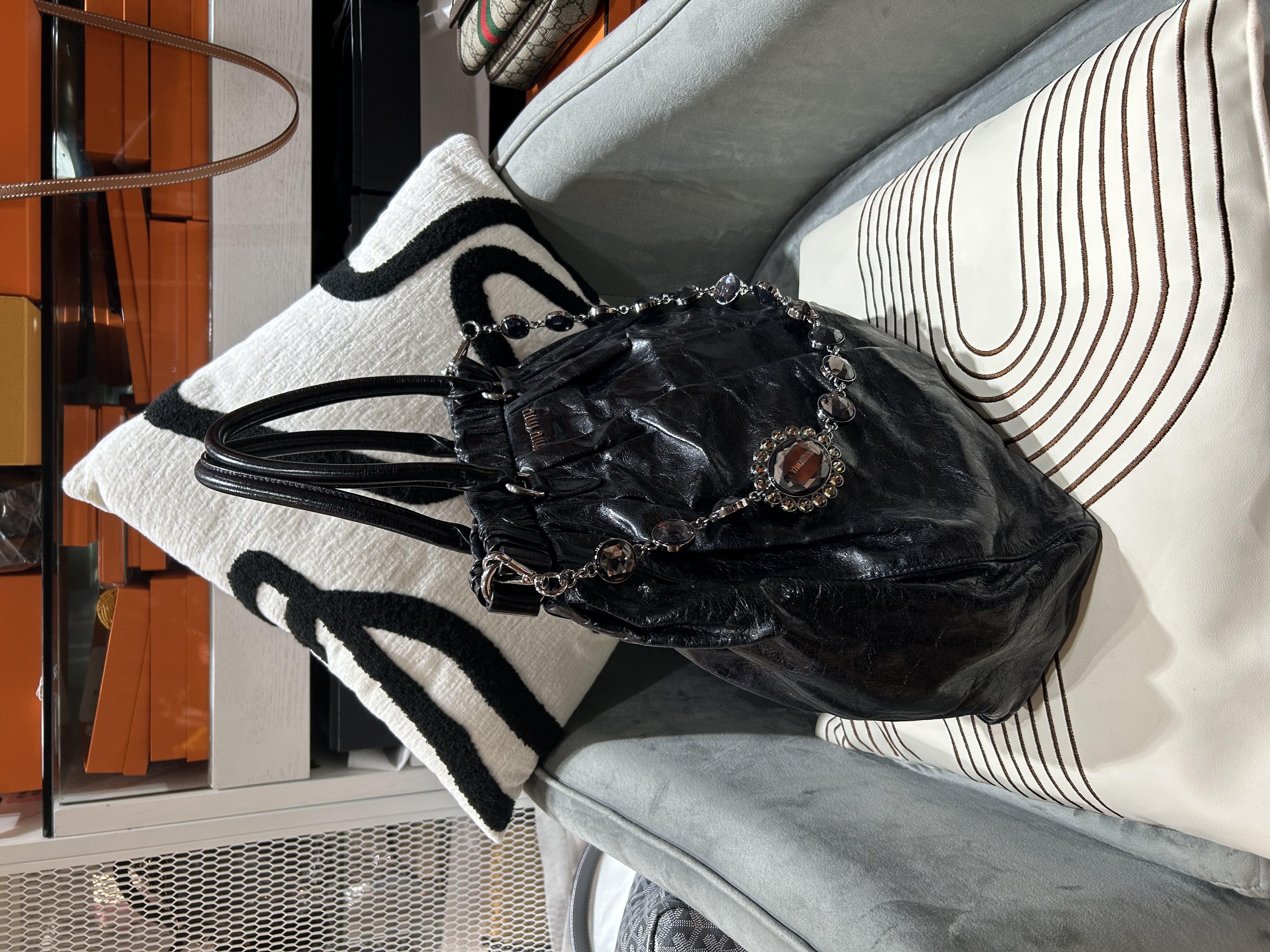 Miu Miu 2Way Shoulder Bag Black 100%Authentic
