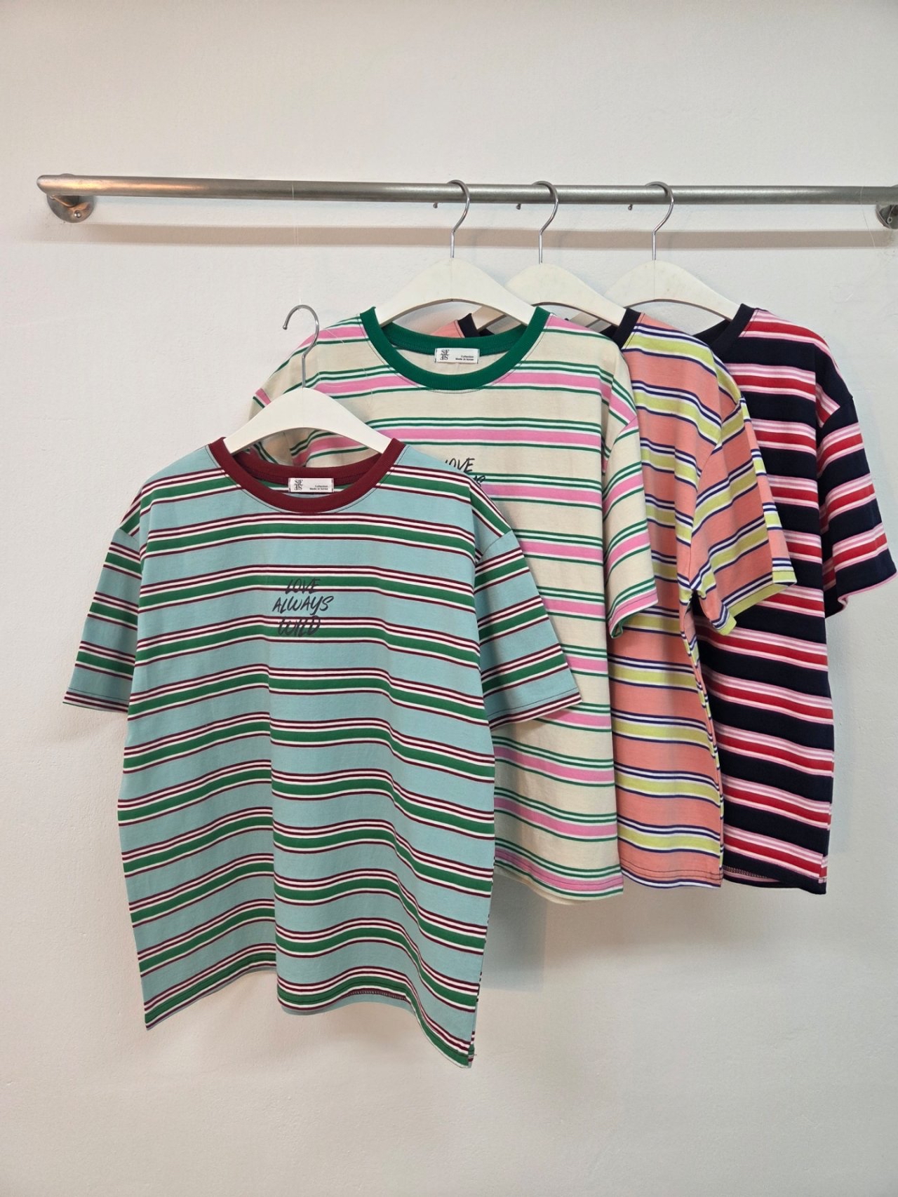 🇰🇷K5580 棉料彩間X刺繡字tee