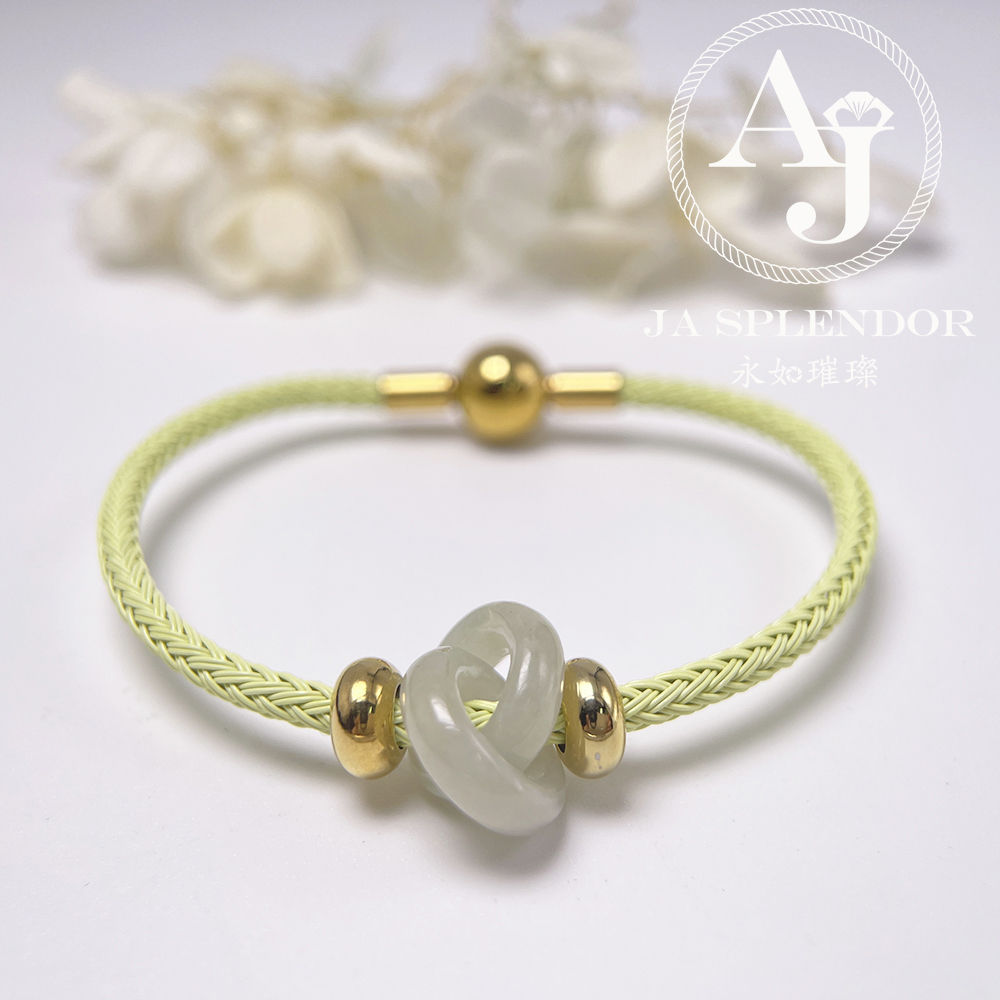 JN-2262 天然翡翠A玉 【愛永恆】環環相扣不鋼防水、防敏手鐲