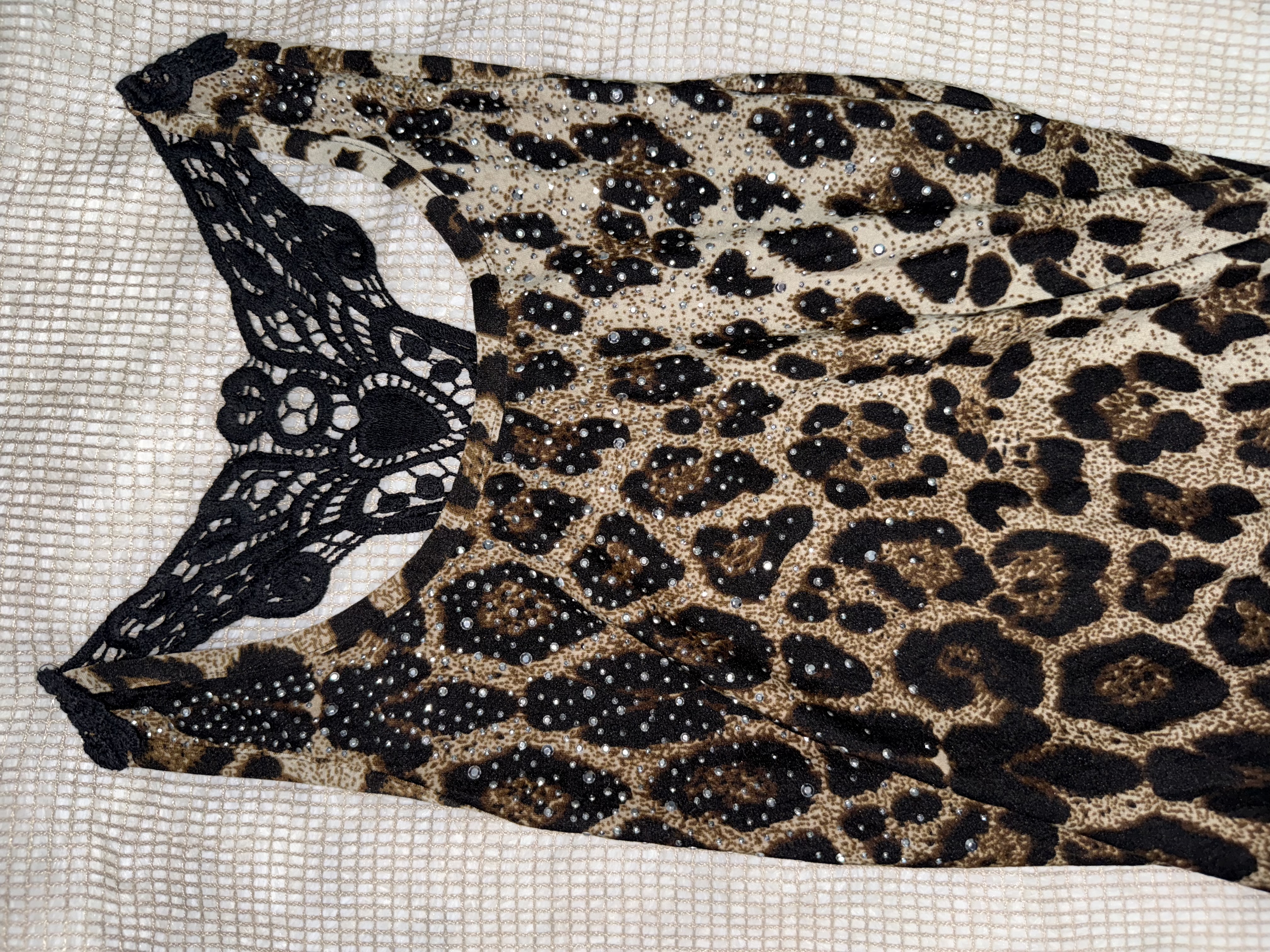 Embellished Leopard Tank with Lace Back