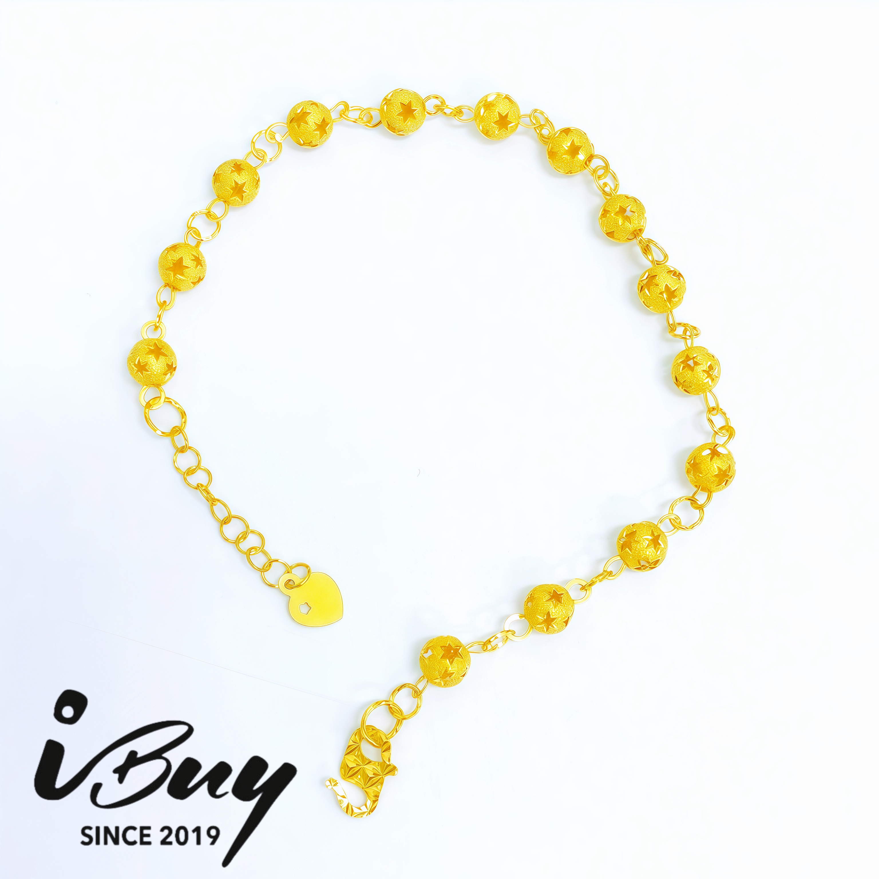 916 GOLD 4.8MM GYPSOPHILLA BEAD BRACELET 916金 星纹珠手链