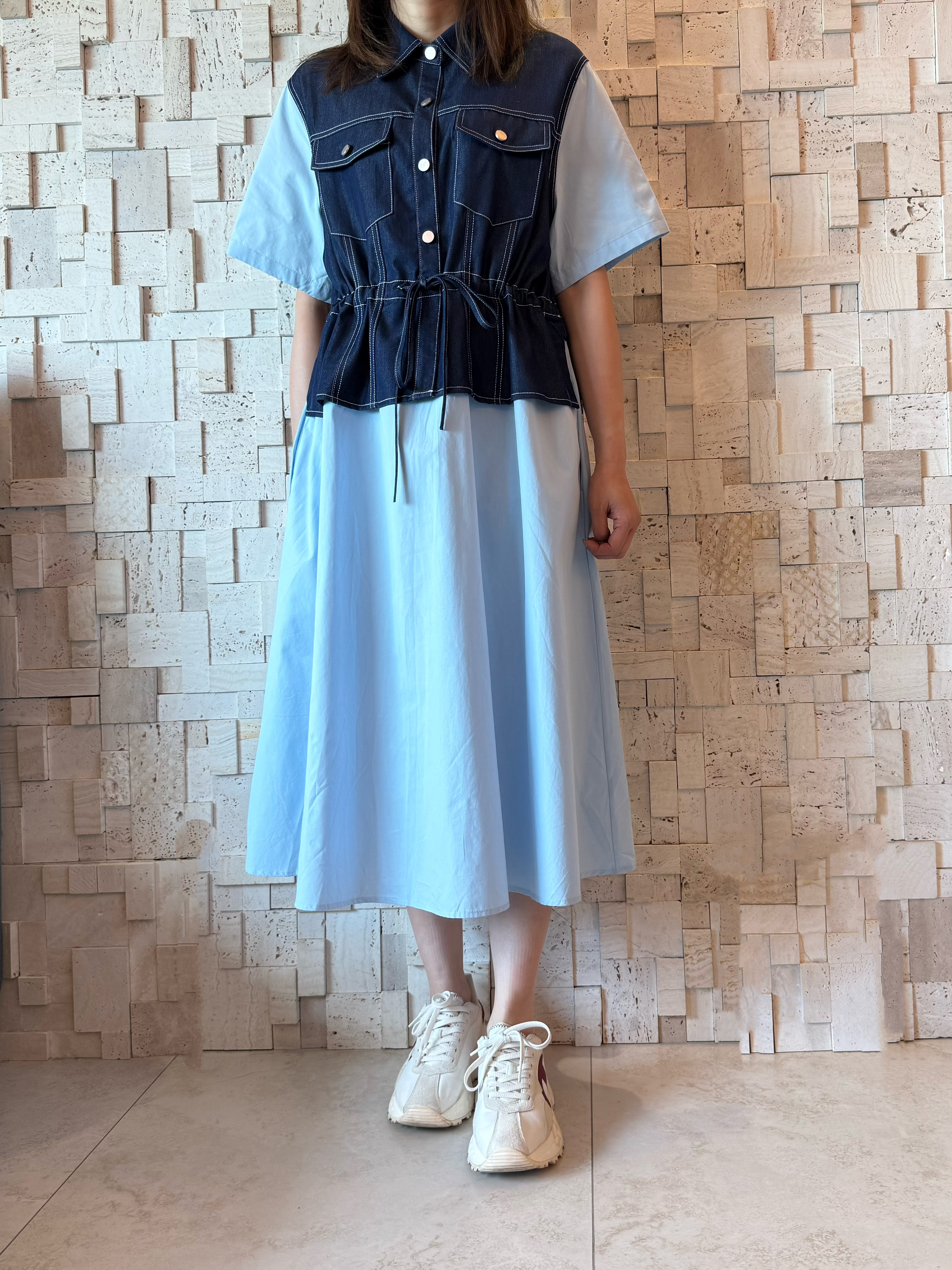 S00363 牛仔拼棉布Op💙