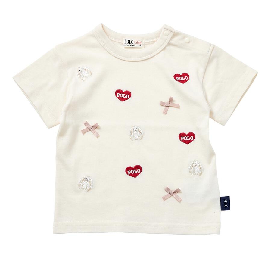 Polo Baby 白色粉紅色絲帶Tee 80/90cm