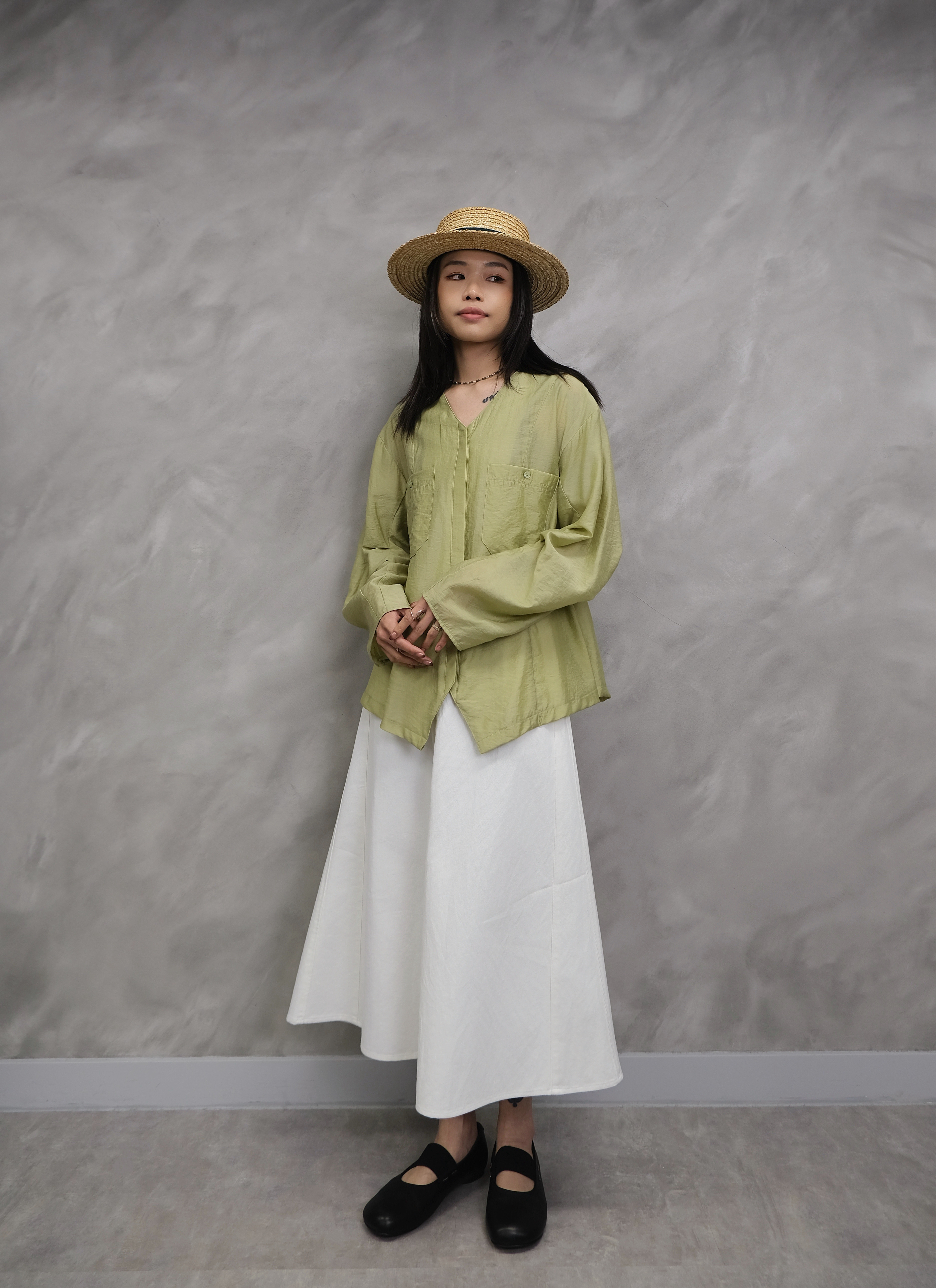 Organza v-neck shirt #sh28