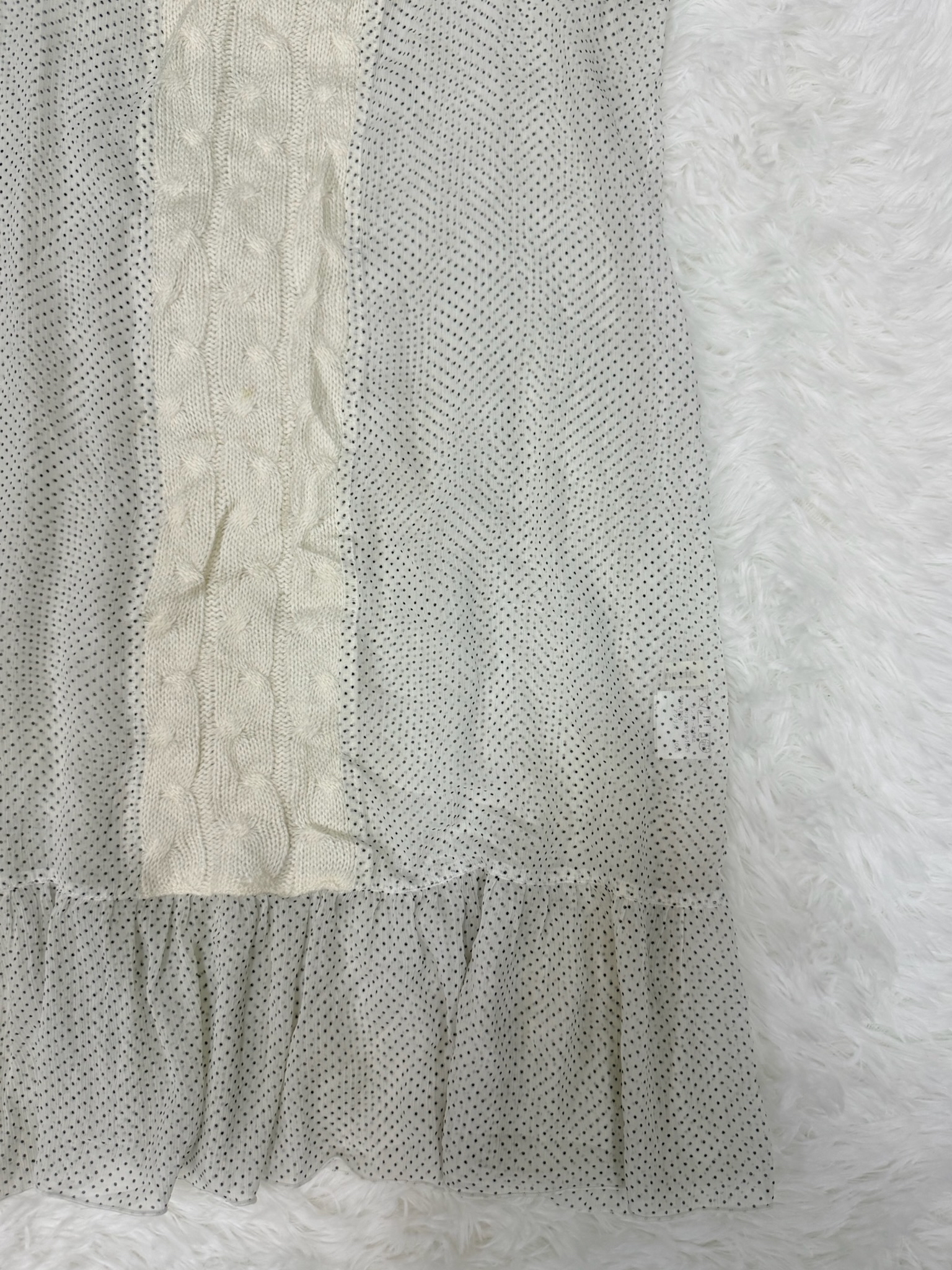 Sleeveless Polka Dot Dress with Cable-Knit Splicing