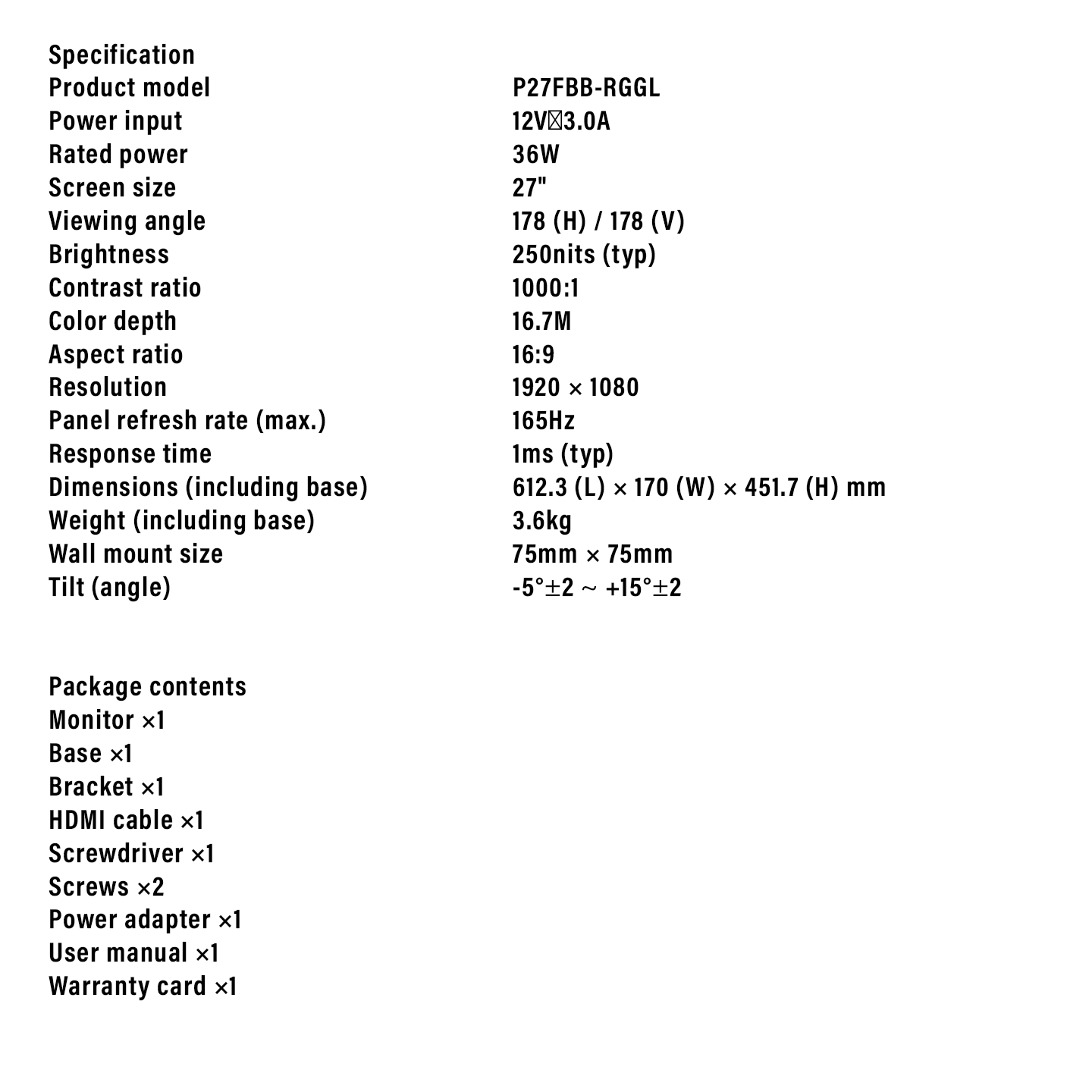 Xiaomi 27" G27i FHD Fast IPS Gaming Monitor 165Hz (ELA5379UK)