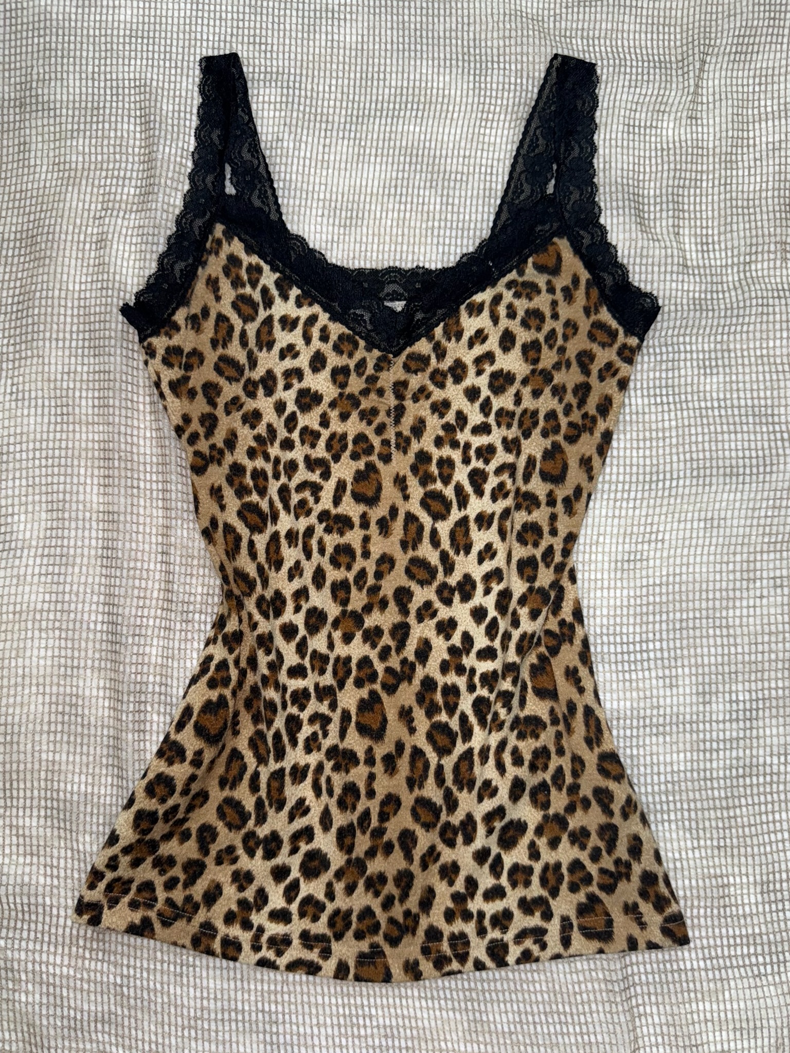 Leopard Print Lace Trim Cami Top
