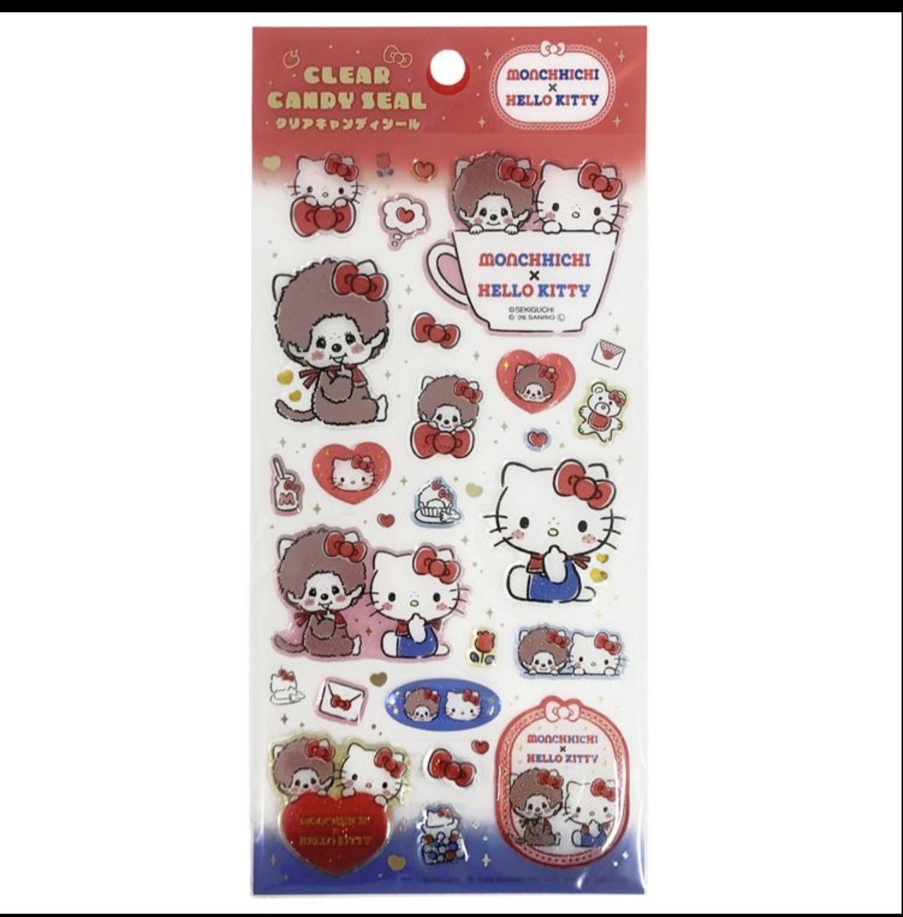 Monchhichi x Hello Kitty 透明糖果貼紙 標準款 625351 