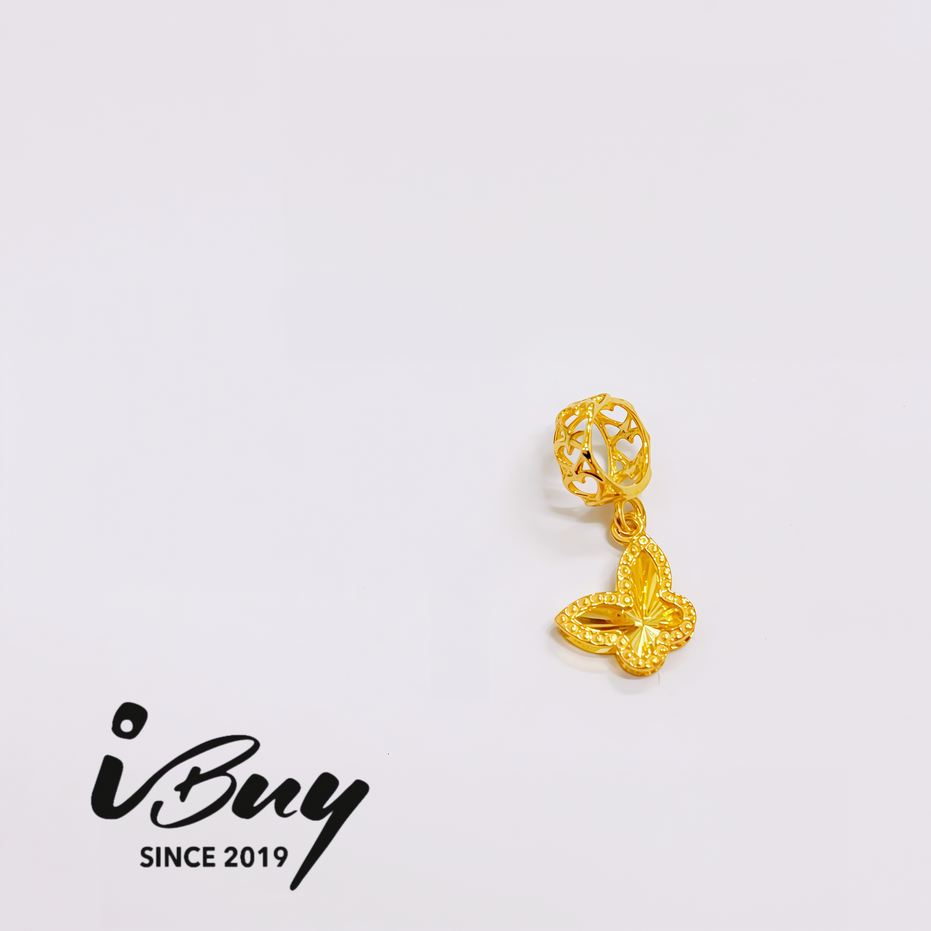 916 GOLD BLING2 BUTTERFLY CHARM 916 金 双闪镭射蝴蝶