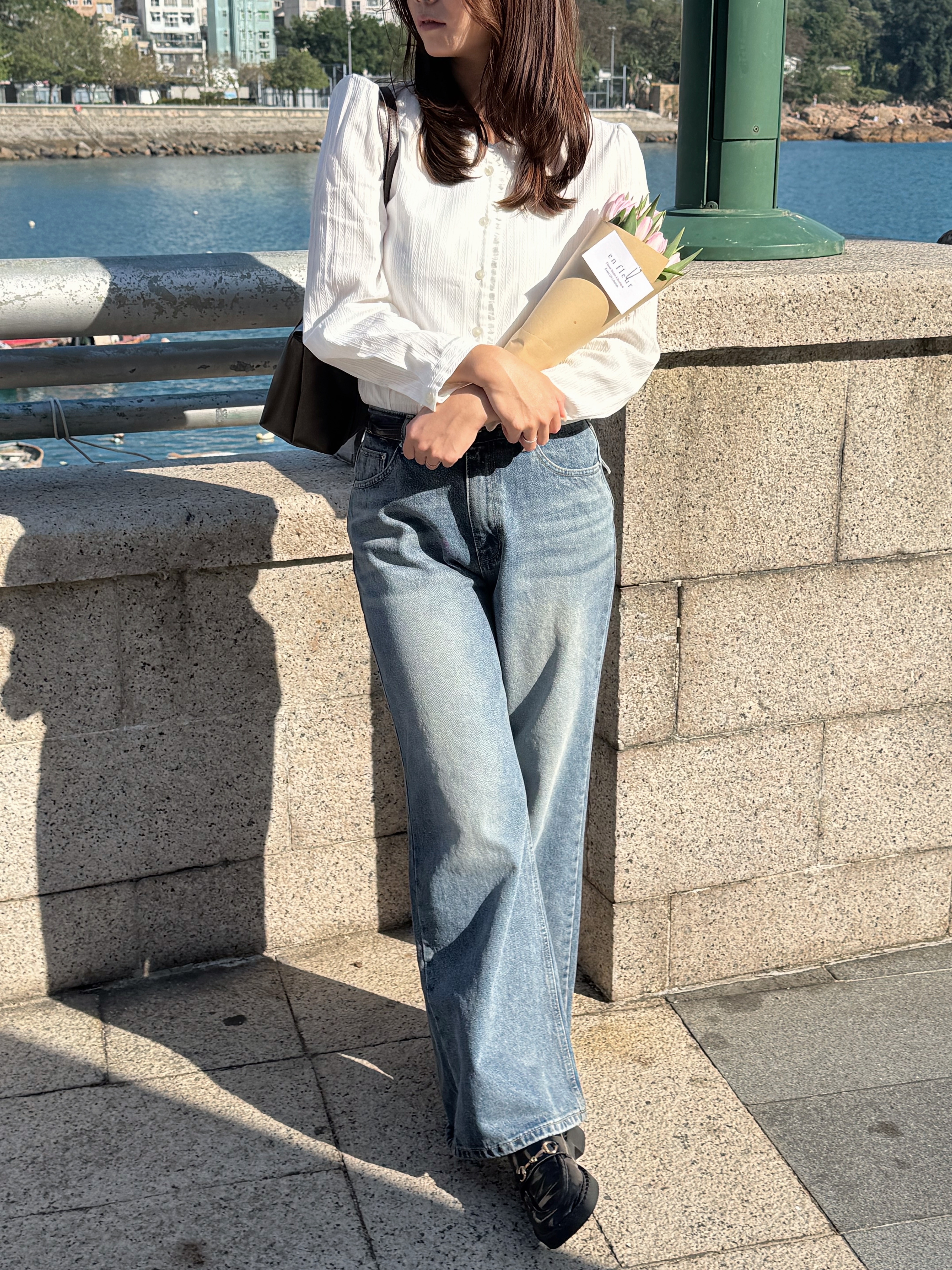 經典高腰闊腿牛仔褲(兩個尺碼)