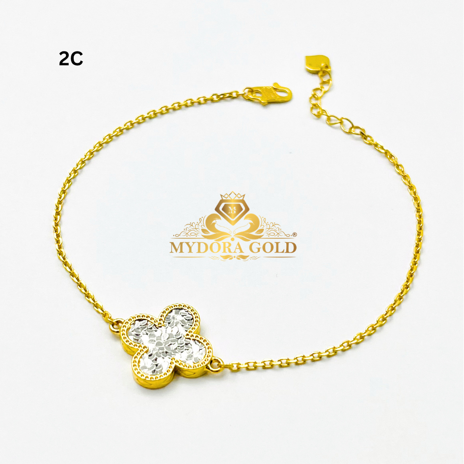 MYDORA Rantai Tangan Fesyen Sisik Clover l EMAS 916/22K