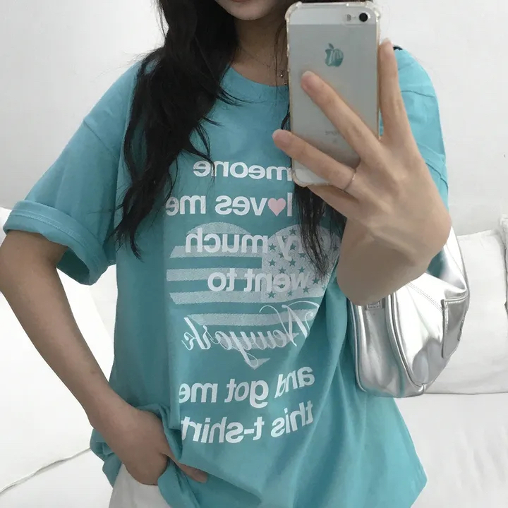 Oversized Retro Heart Graphic Top