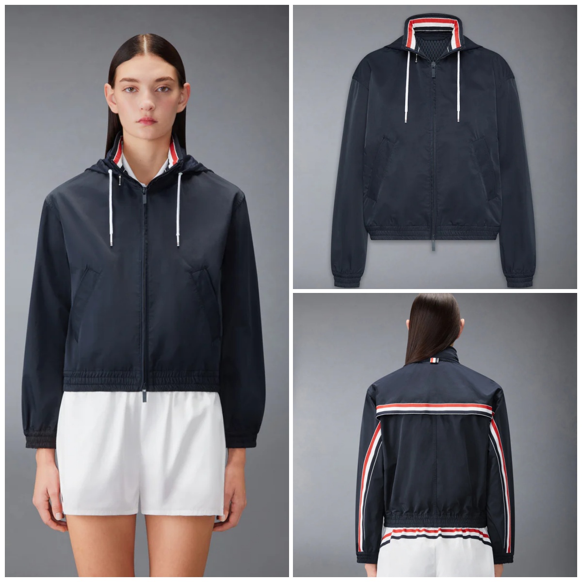 Thom Browne 織帶連帽拉鍊外套