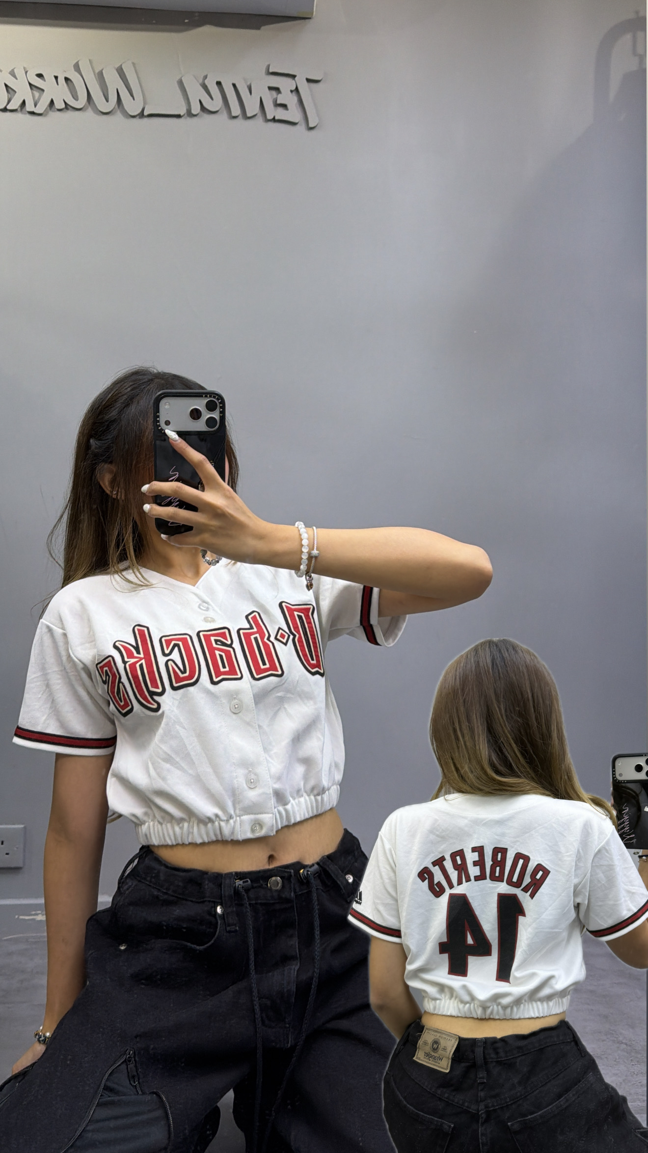 Remake baseball crop top - 白色
