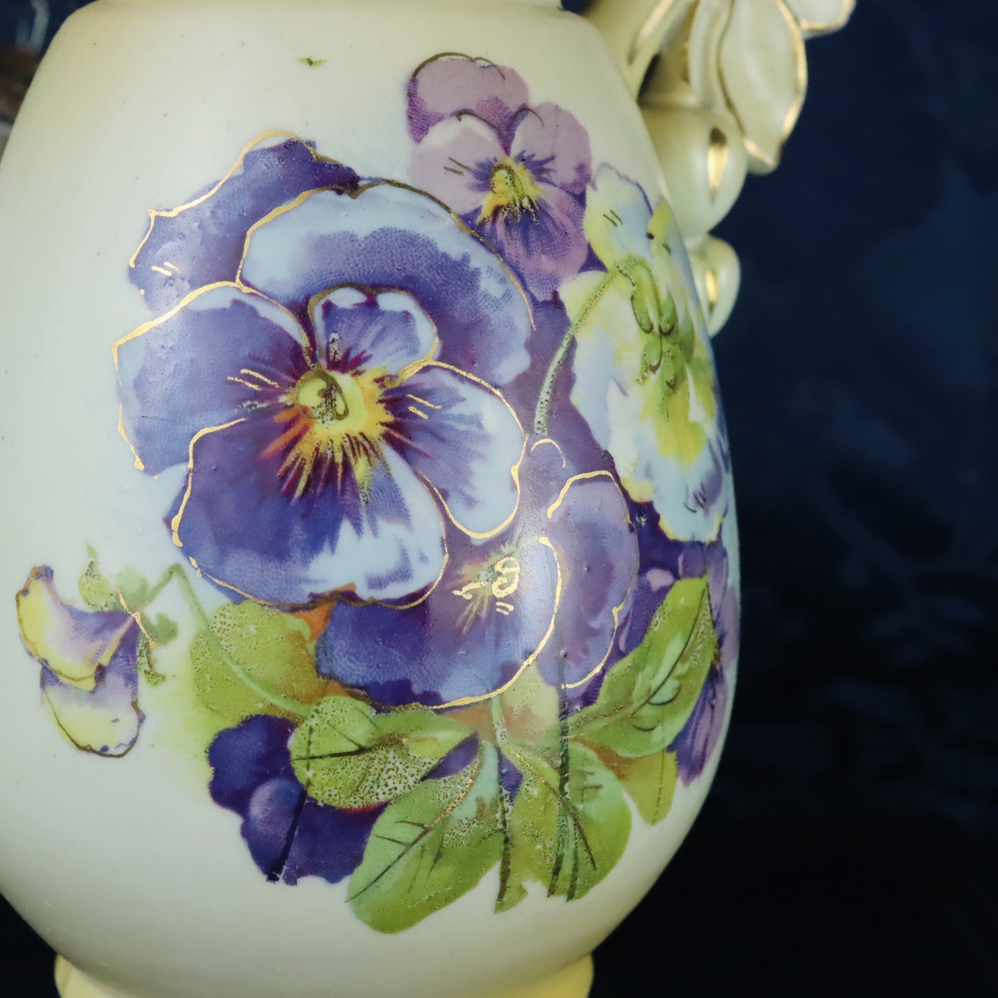 Early to Mid-century Made in Austria Sweet Violet Ceramic Water Jug/Plant Watering Pitcher (MT1662)