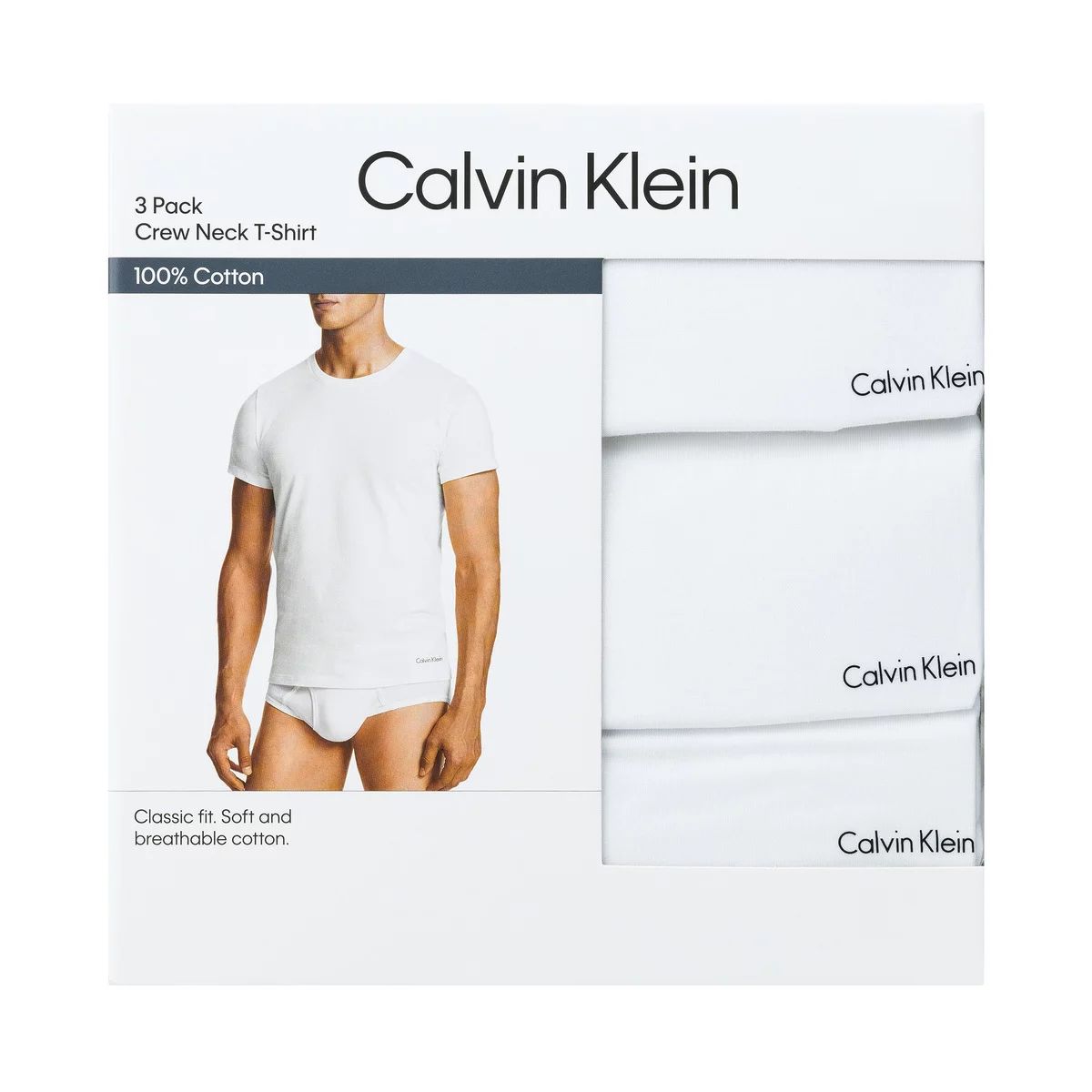 日本Costco直送 │ CALVIN KLEIN Cotton Classics 100% 純棉圓領 Tee 3件裝