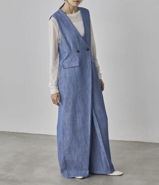 仿丹寧人字紋連身褲 - 2026 流行穿搭  女士連身褲 春夏秋時尚穿搭 優雅日常 柔軟舒適 獨特設計 易於配搭 日本直送   #JP-I-260031