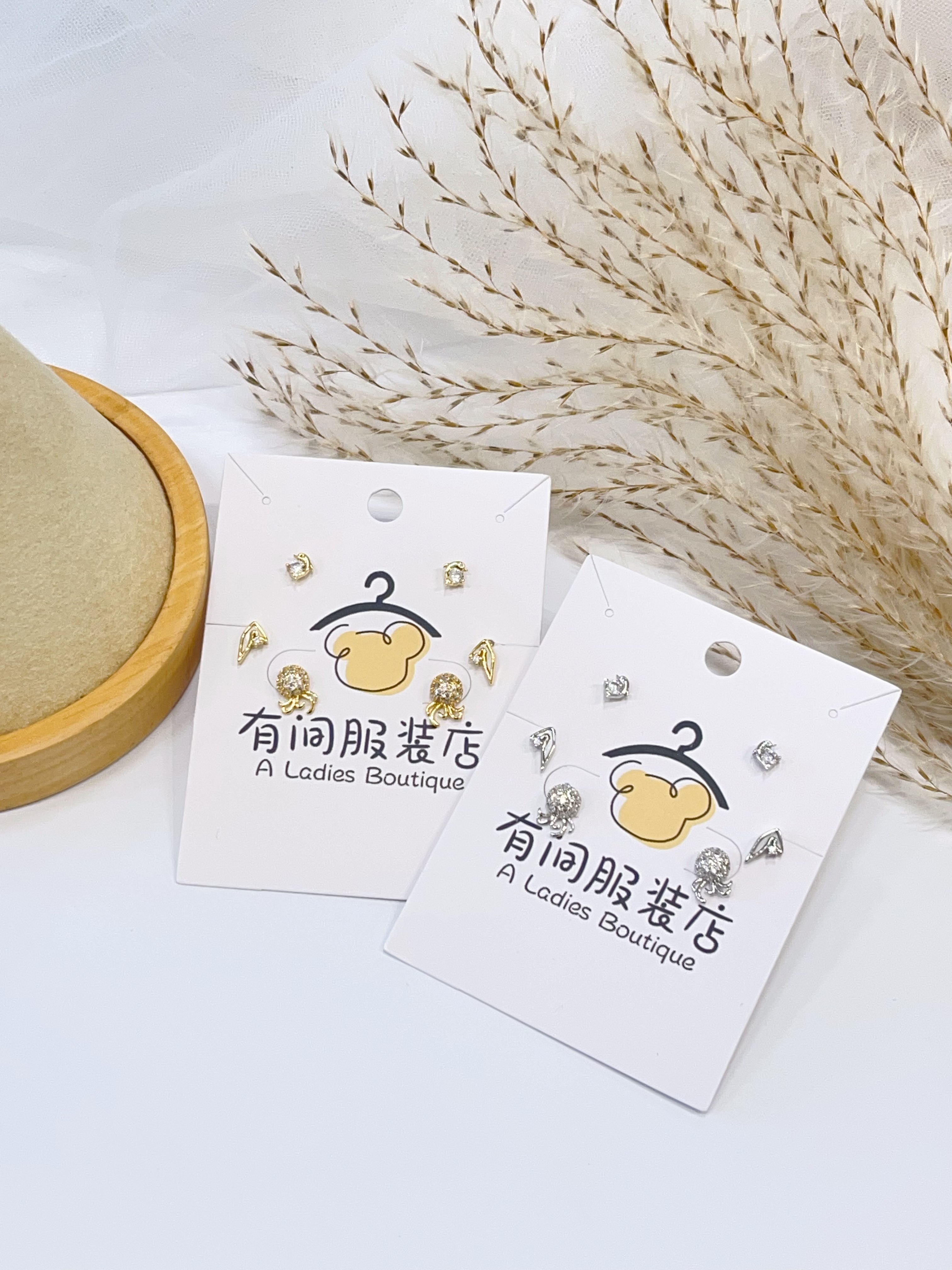 镶钻小八爪鱼耳环套装