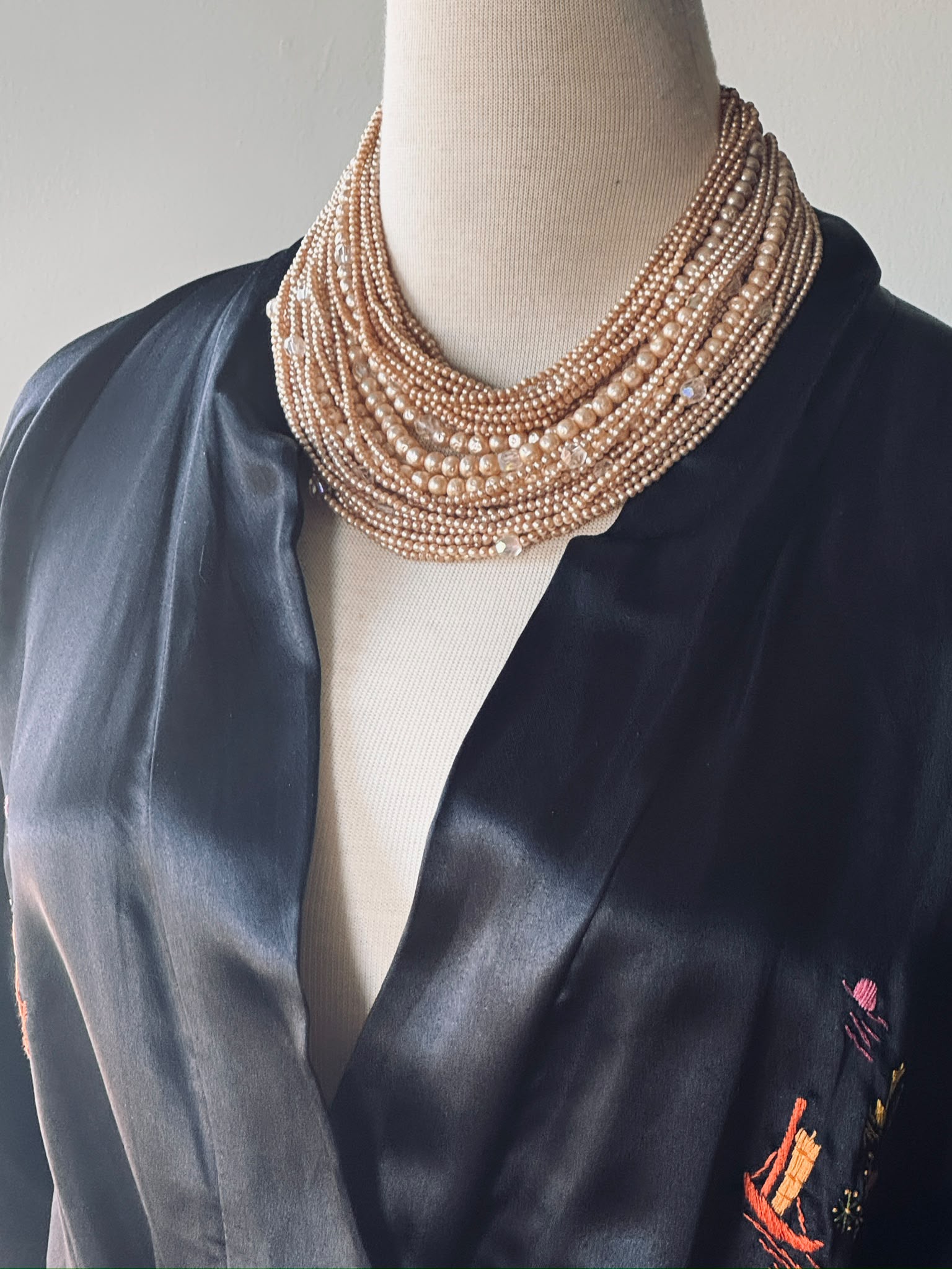 Vintage 1960s Multiple-Row Statement Princess Necklace (MT2648)