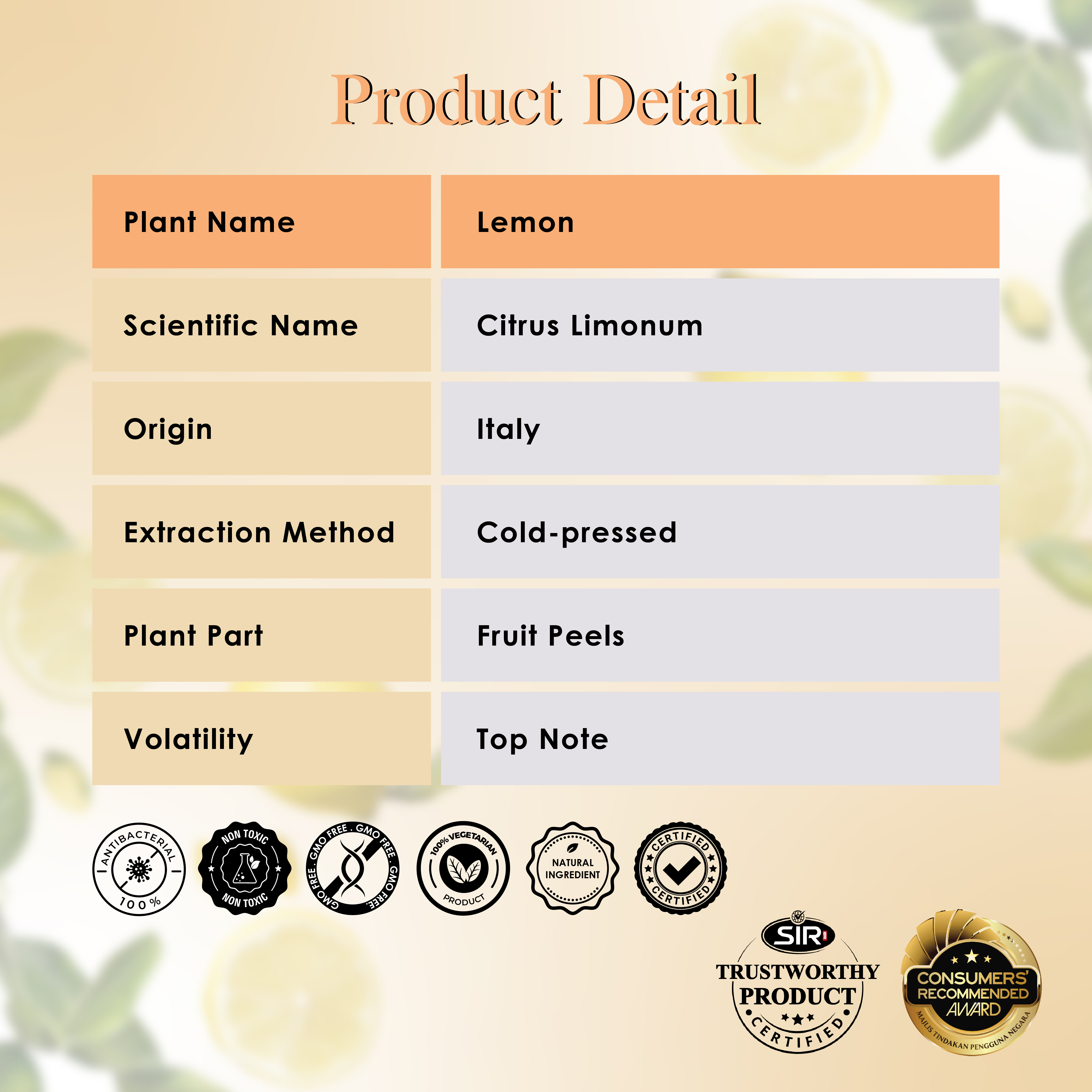 Lemon Essential Oil (10ml)