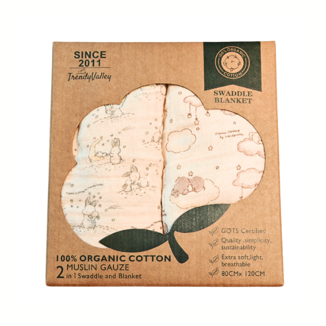 Trendyvalley 100% Organic Cotton Muslin Gauze 2 In 1 Swaddle And Blanket
