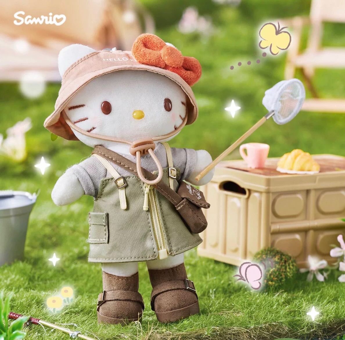  上海限定 Sanrio 春日露營系列新款公仔掛飾/長腿盒裝Kitty / Kitty涼感漁夫帽