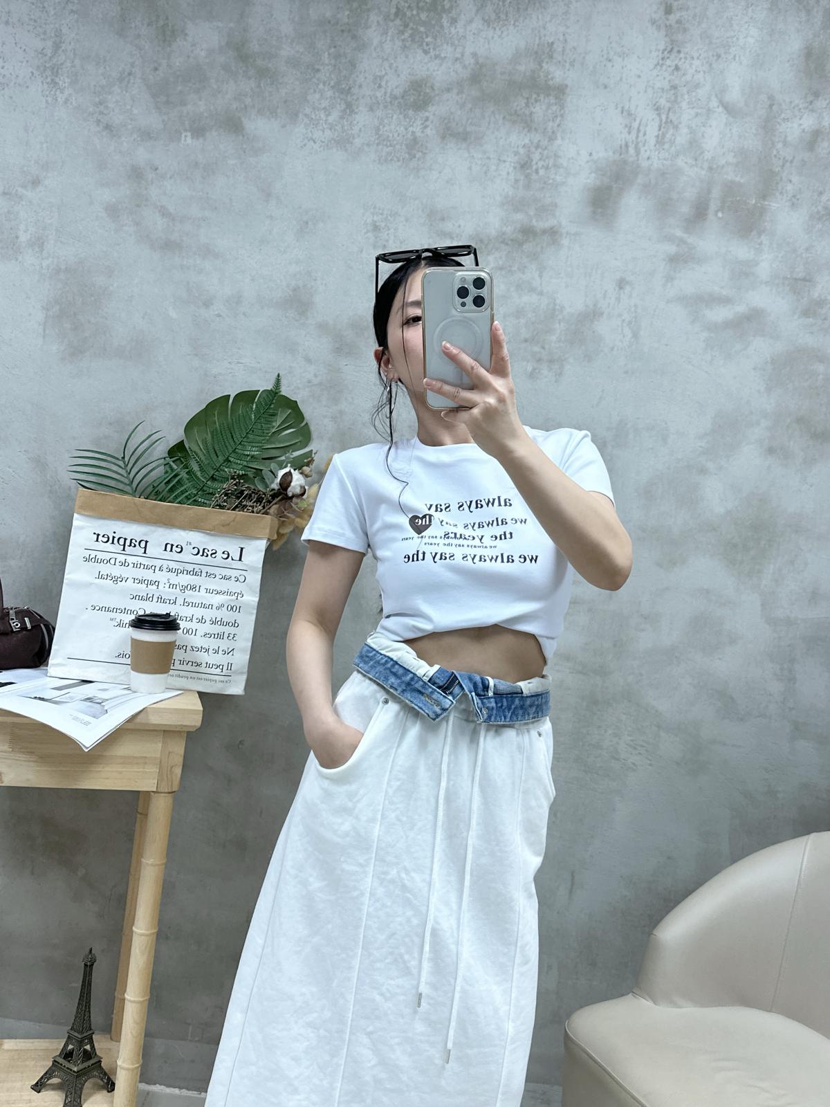 L03 拼牛仔腰棉質裙
