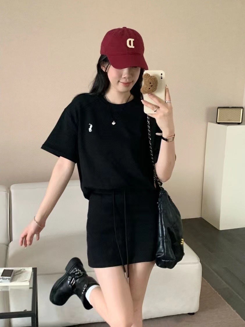 Polo Embroidery Roundneck Casual Shirt+Skirt Set 保罗刺绣休闲套装 (3 Colours)