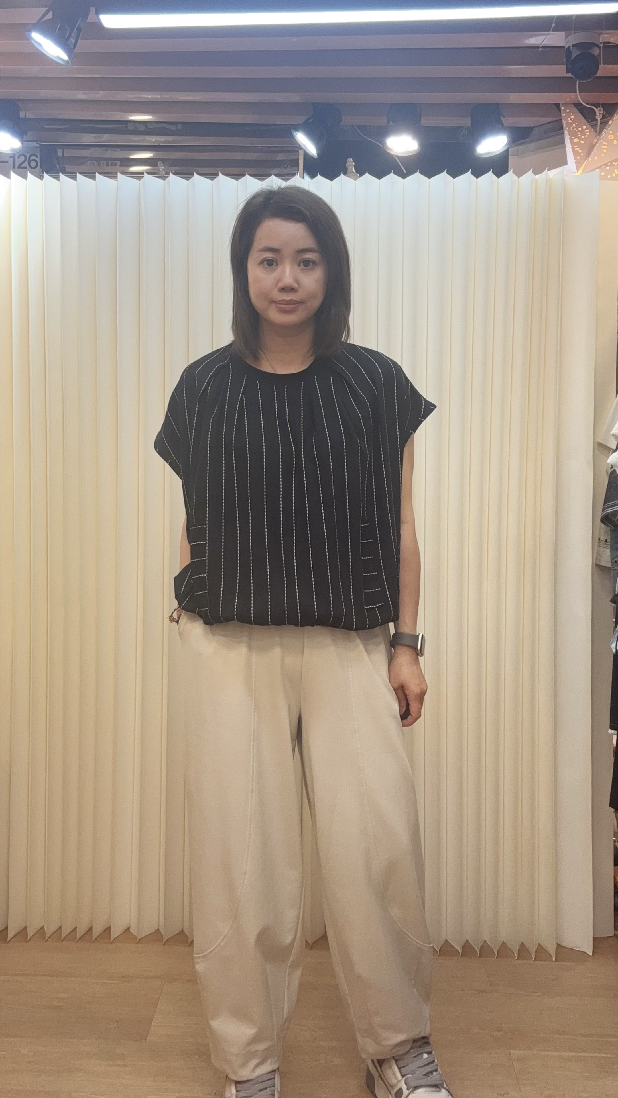 虛線摺皺混麻Top M952 417318279